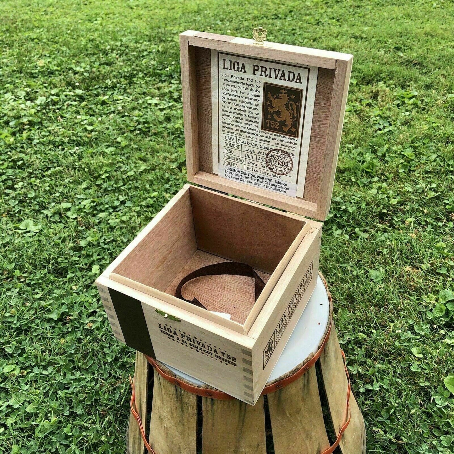 Liga Privada T52 Robusto Empty Wooden Cigar Box 6.25x6.25x4.25