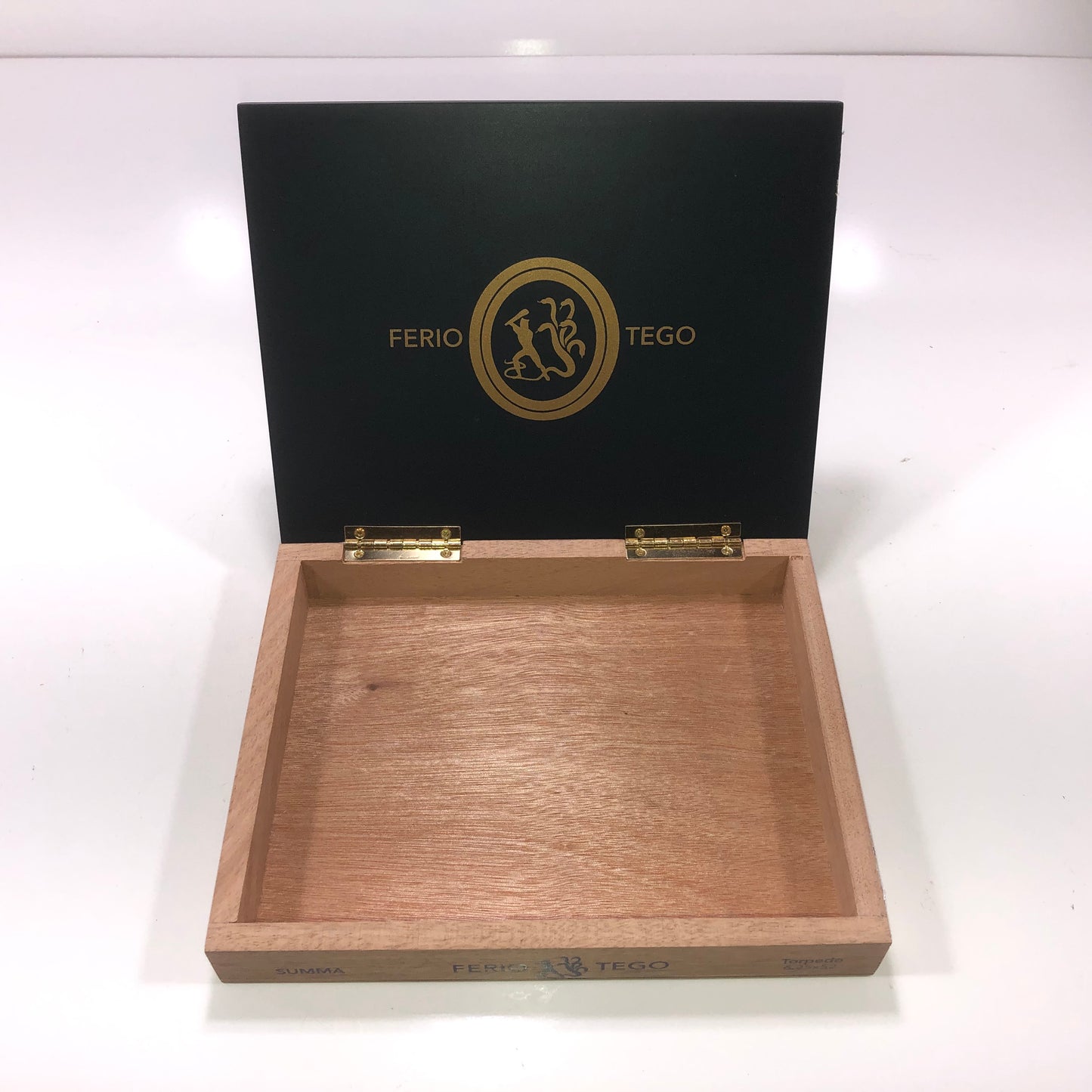 Ferio Tego Summa Torpedo Empty Wooden Cigar Box 9.25x7.25x1.5