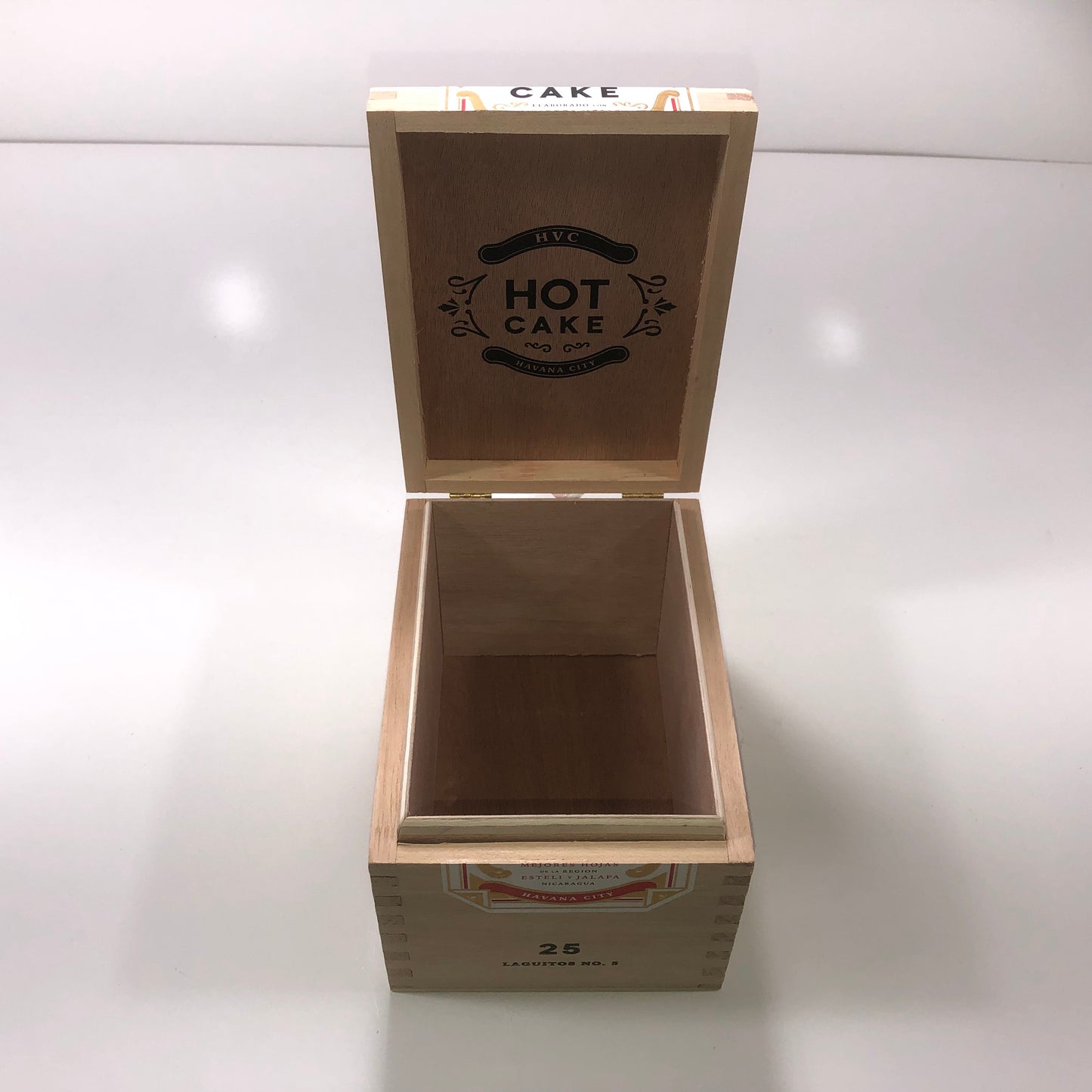 HVC Hot Cake Laguitos No5 Empty Wooden Cigar Box 5.25x7.25x4.75
