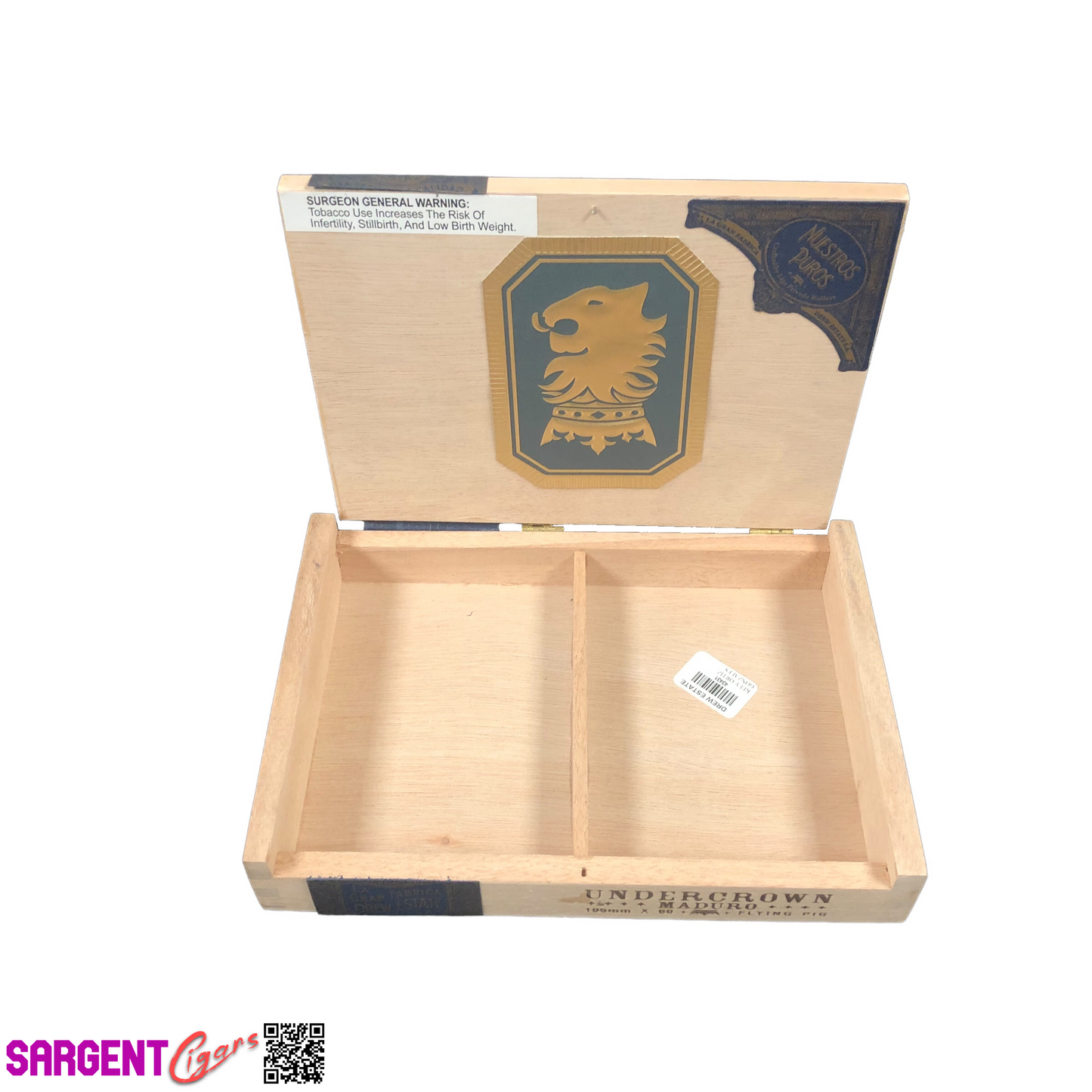 Undercrown Flying Pig Maduro Empty Wooden Cigar Box 9.25x6.5x1.5