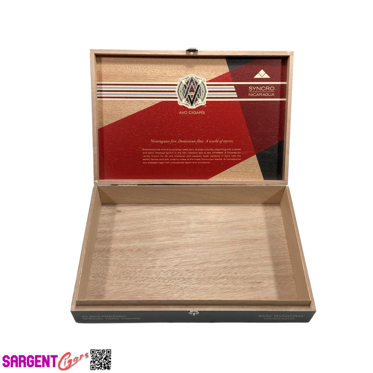 Avo Syncro Nicaragua Toro Empty Wooden Cigar Box 9.5x7x1.75