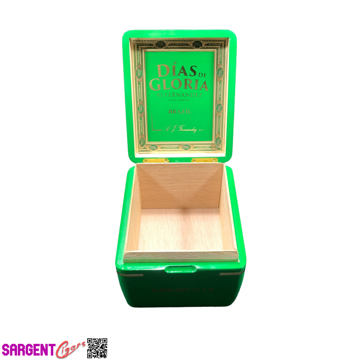 Aj Fernandez Dias De Gloria Brazil Robusto Empty Wooden Cigar Box 5.5x6.5x3.75
