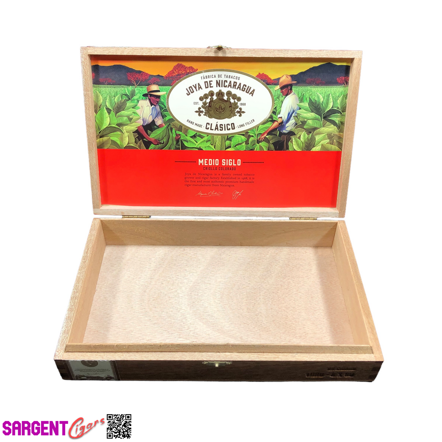 Joya De Nicaragua Clasico Siglo Toro Empty Wooden Cigar Box 11x7x2