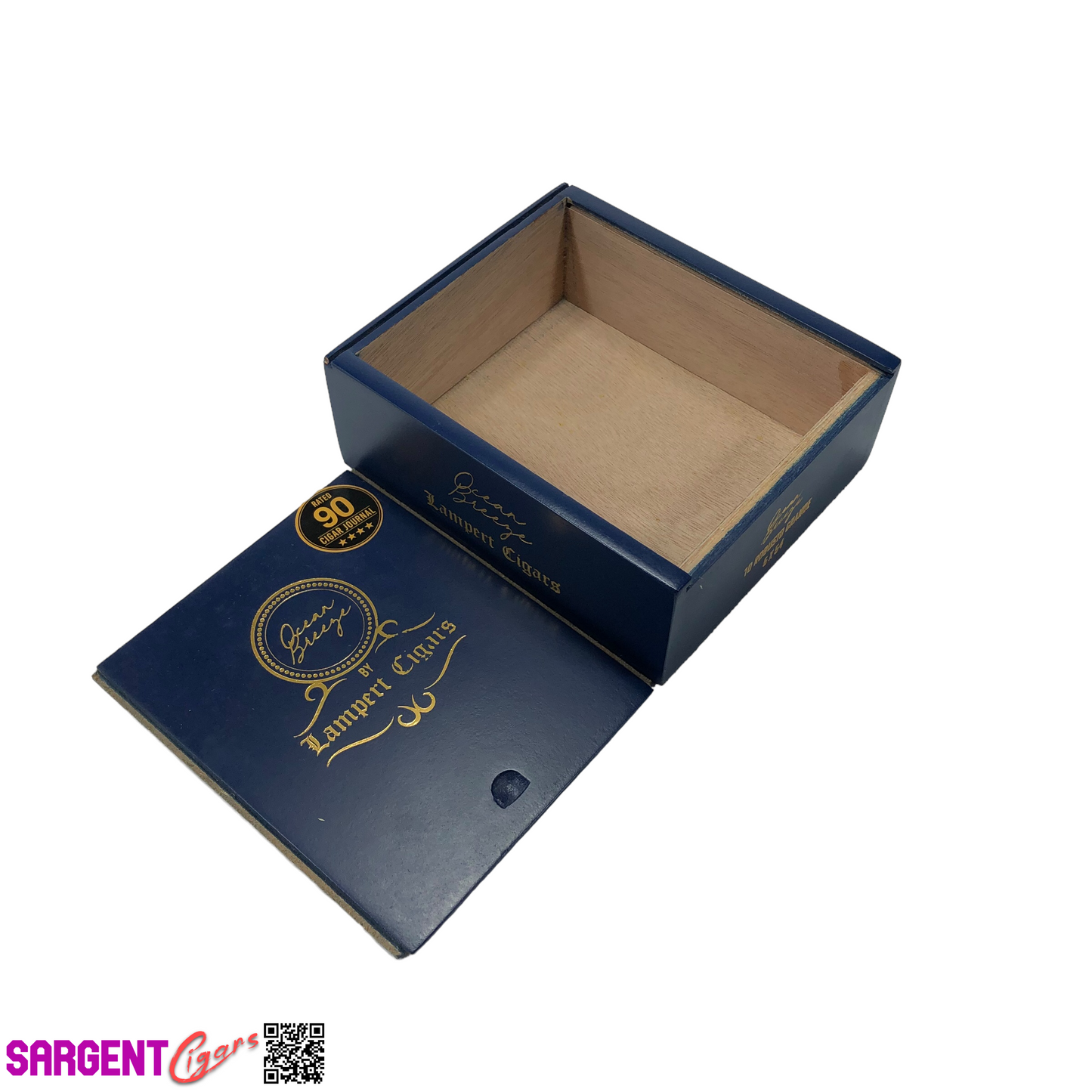 Lampert Ocean Breeze Empty Wooden Cigar Box 5x5.75x2