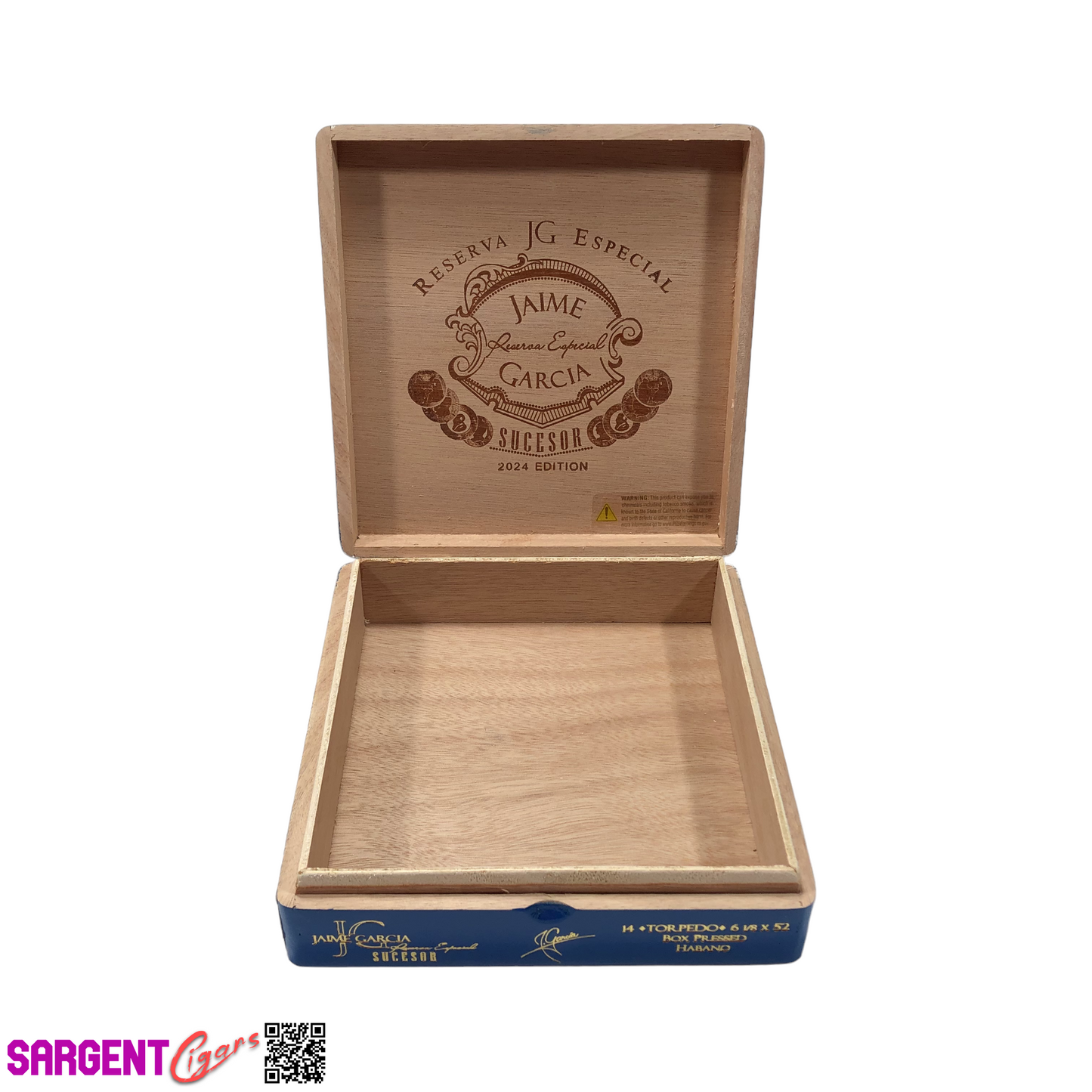 Jaime Garcia Sucesor Torpedo Empty Wooden Cigar Box 6.75x7x2