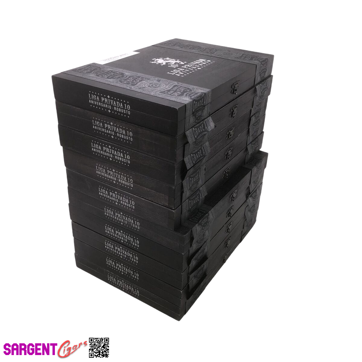 Lot of 10 Liga Privada 10th Anniversary Empty Wooden Cigar Boxes (J)