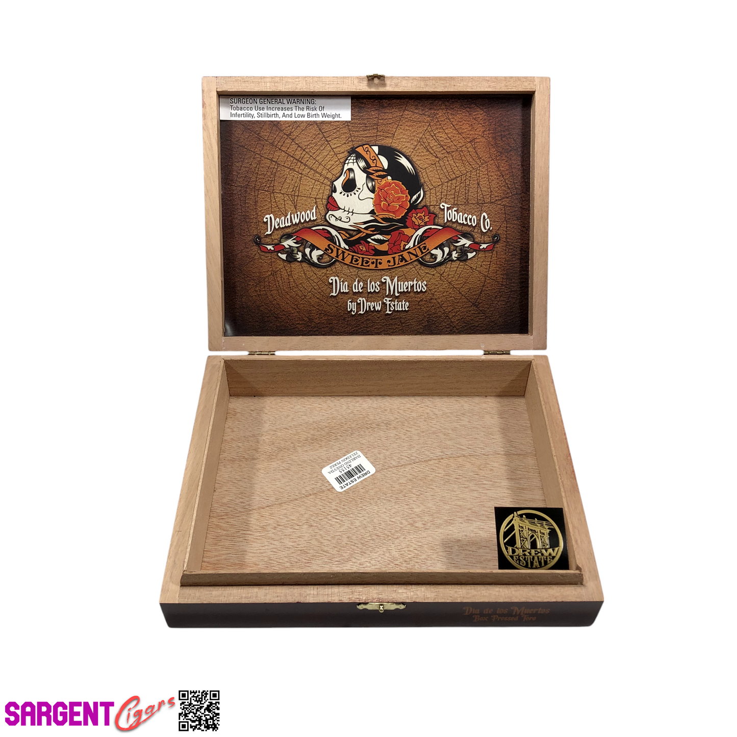 Deadwood Dia de los Muertos Empty Wooden Cigar Box 9.25x7.25x1.75