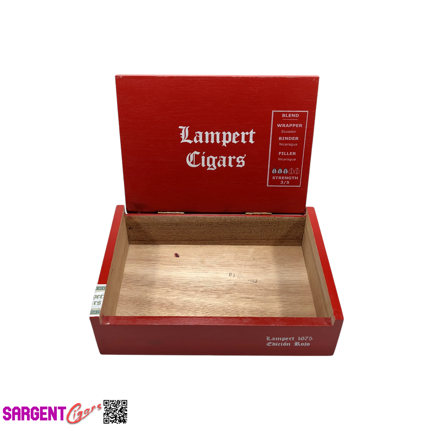 Lampert 1675 Robusto Empty Wooden Cigar Box 8.25x5.75x2