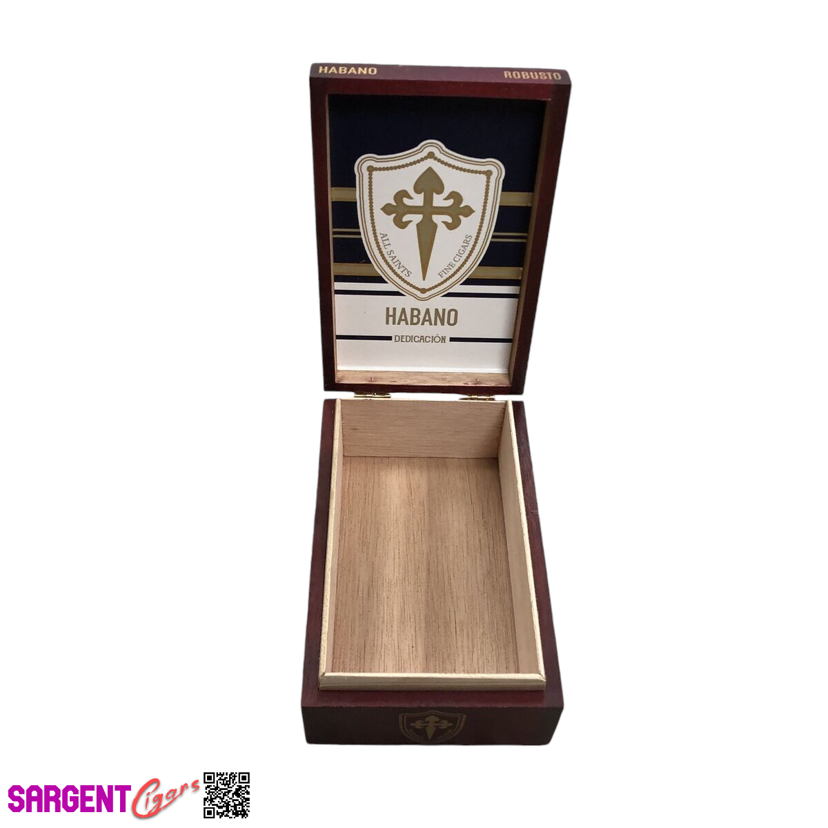 All Saints Cigars Dedication Hab Robusto Empty Wooden Cigar Box 4x6.5x2