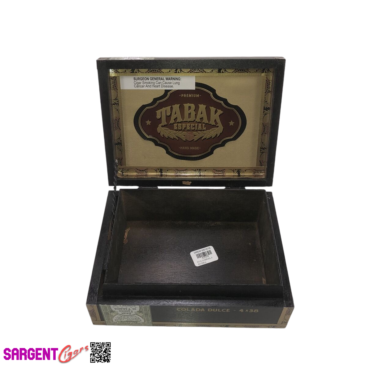 Tabak Especial Colada Empty Wooden Cigar Box 8.25x6.25x2.75