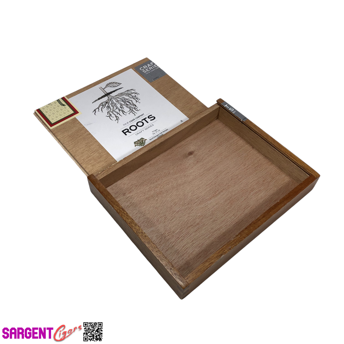 Viaje Roots Empty Wooden Cigar Box 8.75x7x1.25