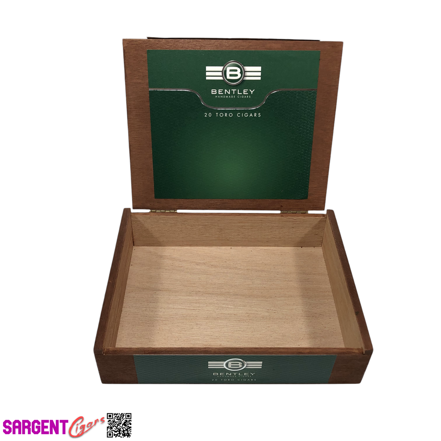 Bentley Toro Empty Wooden Cigar Box 8.75x6.75x2