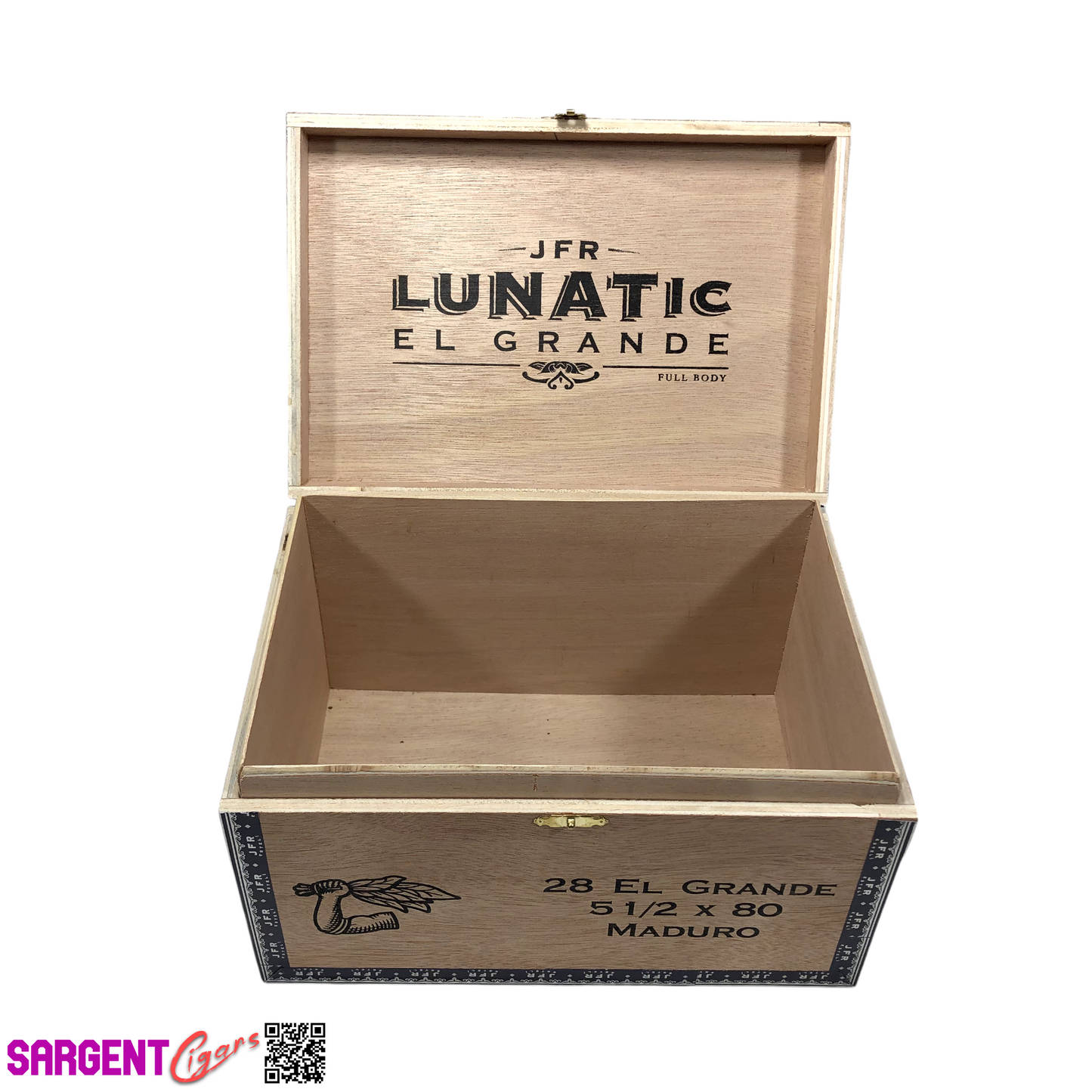 JFR Lunatic El Grande Empty Wooden Cigar Box 9.25x6.5x5.25