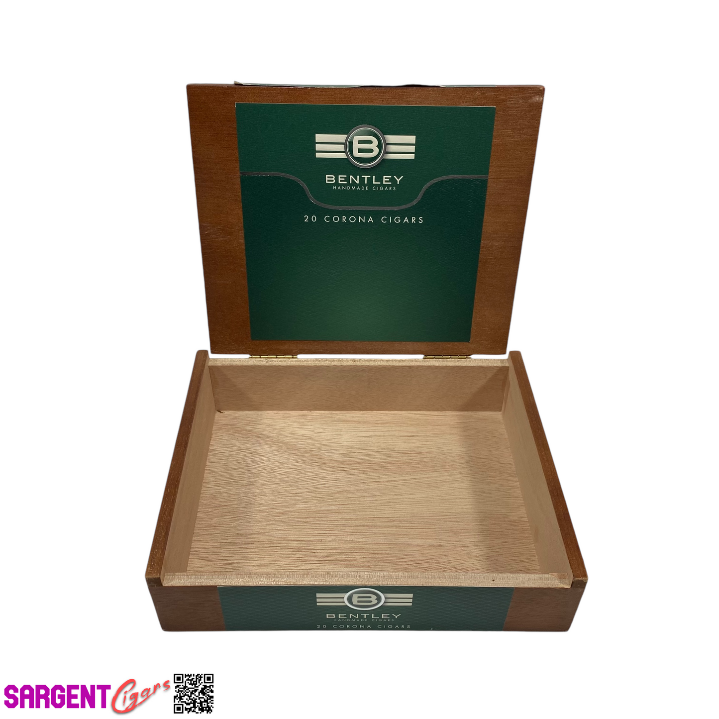 Bentley Corona Empty Wooden Cigar Box 7.75x6.25x2