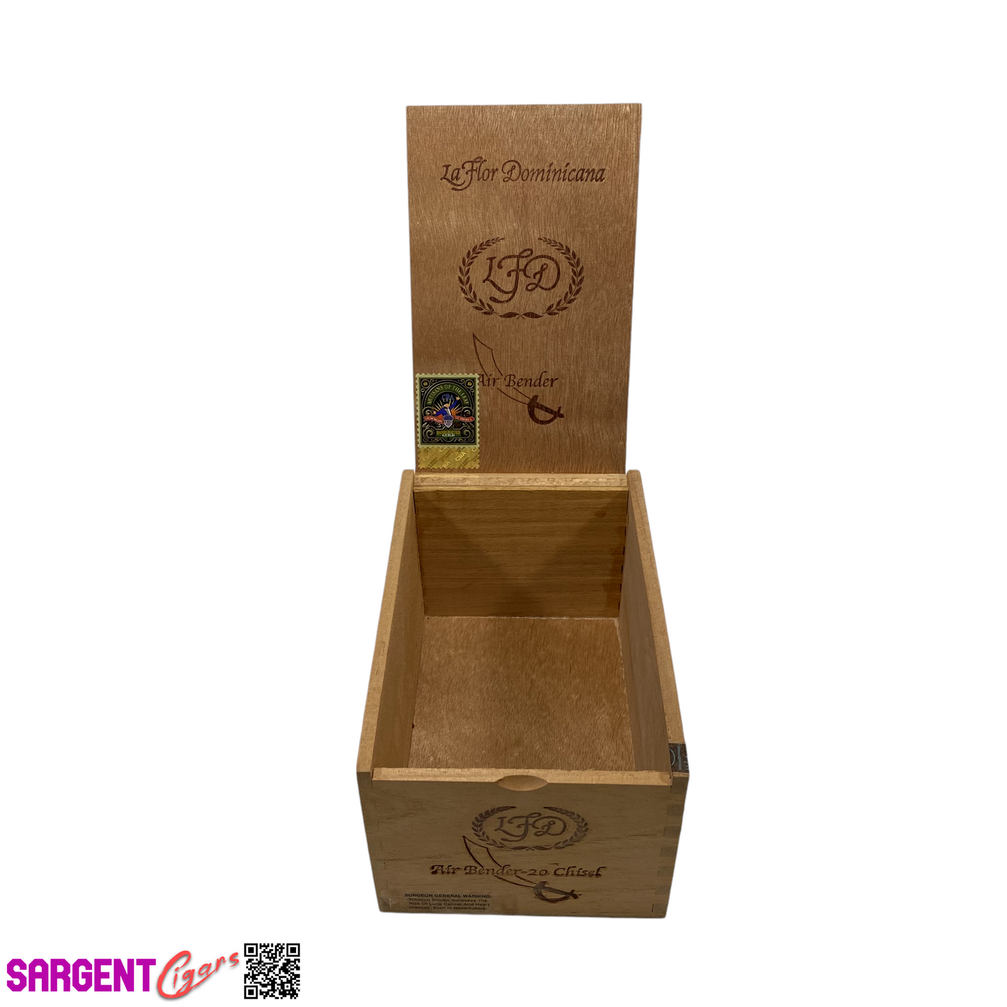 LFD Air Bender Chisel Empty Wooden Cigar Box 4.75x7.25x3.75