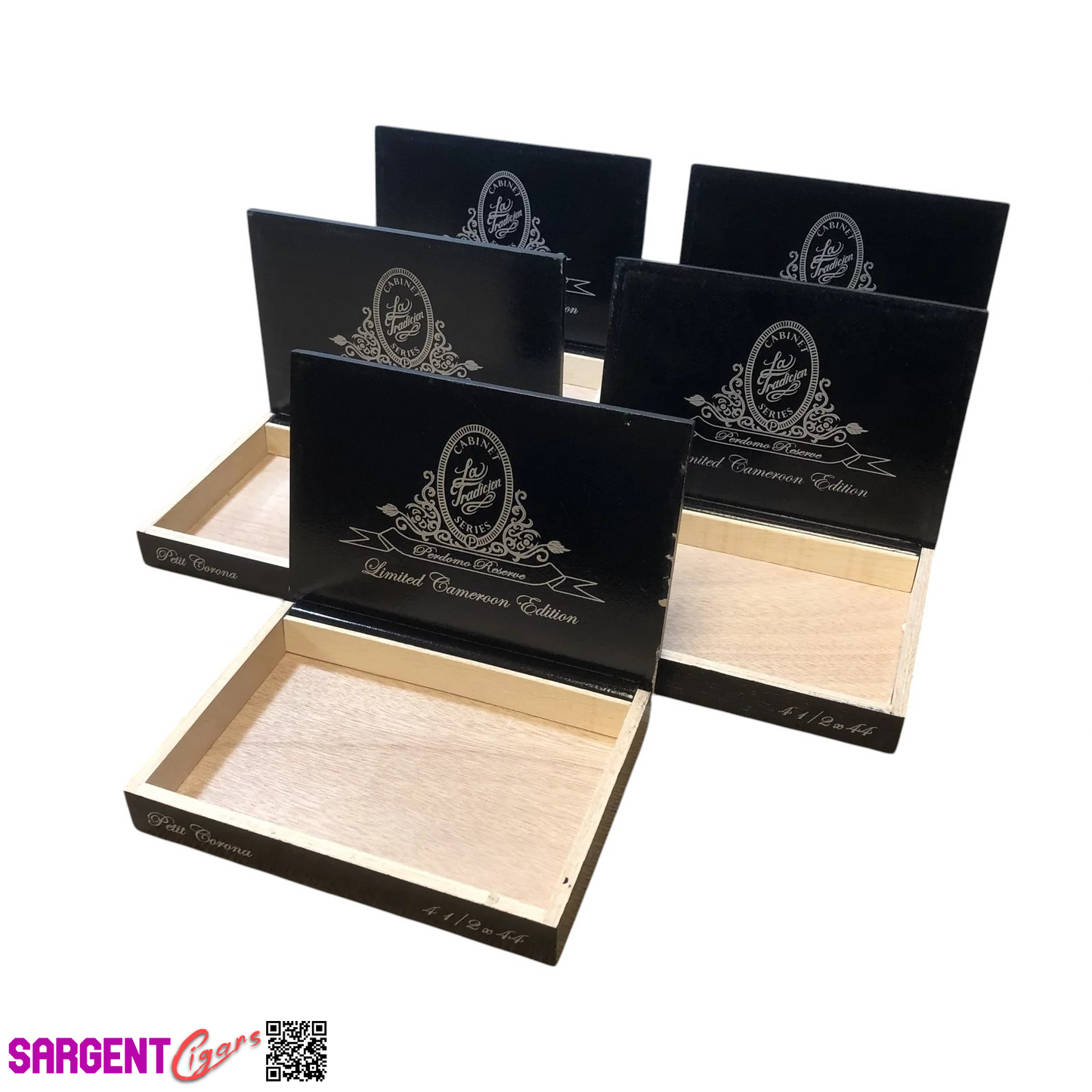 Lot of 5 Perdomo Cameroon Empty Wooden Cigar Boxes 7.5x5.5x1.25 #36