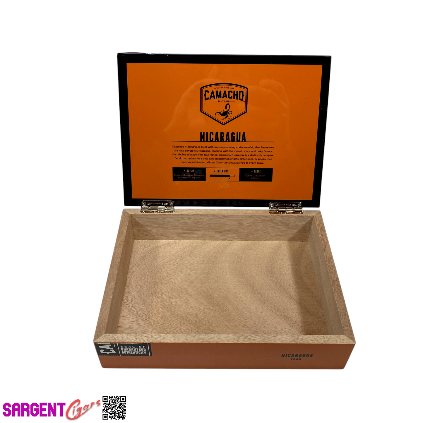 Camacho Nicaragua Toro Empty Wooden Cigar Box 9.5x7x2.25