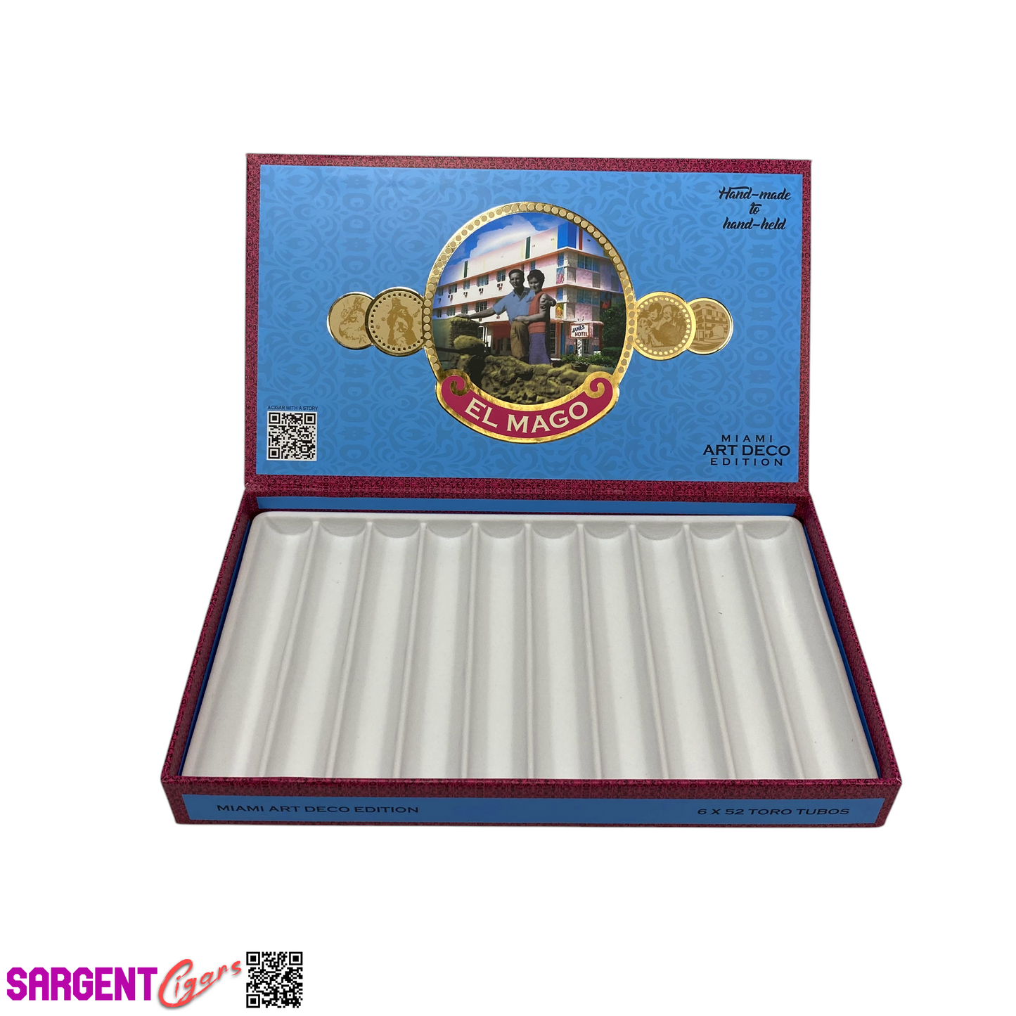 El Mago Miami Edition Toro Tubos Empty Cigar Box 11.5x6.75x1.25