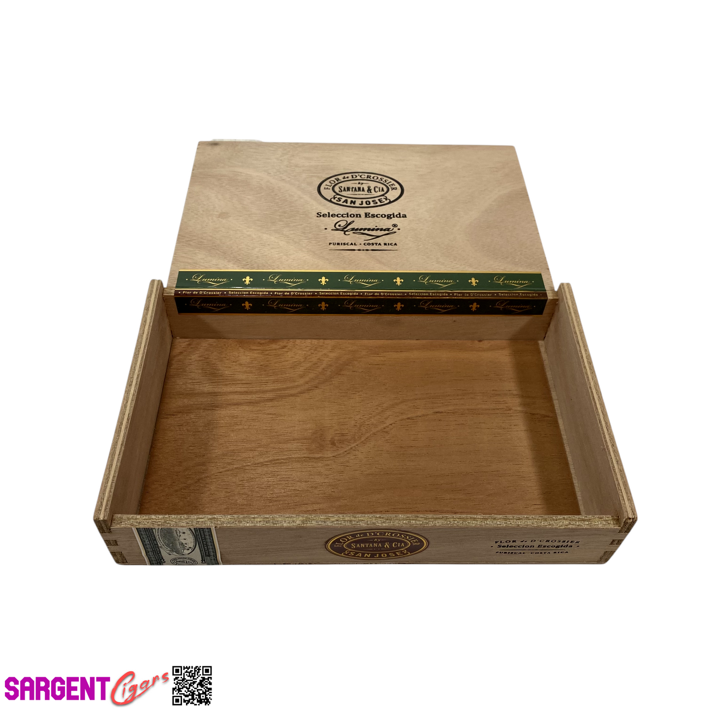 Flor De D'Crossier Hermosos No2 Empty Wooden Cigar Box 10.5x6.5x2
