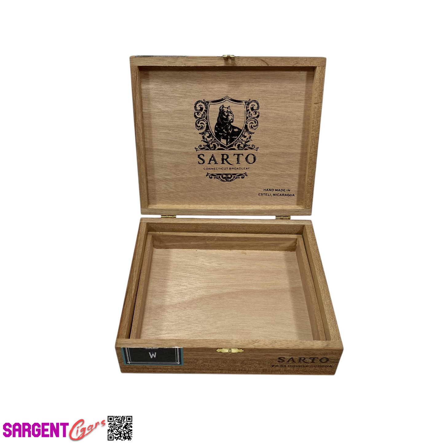 Warped Cigars Sarto Double Corona Empty Wooden Cigar Box 9x6.75x2 (1)