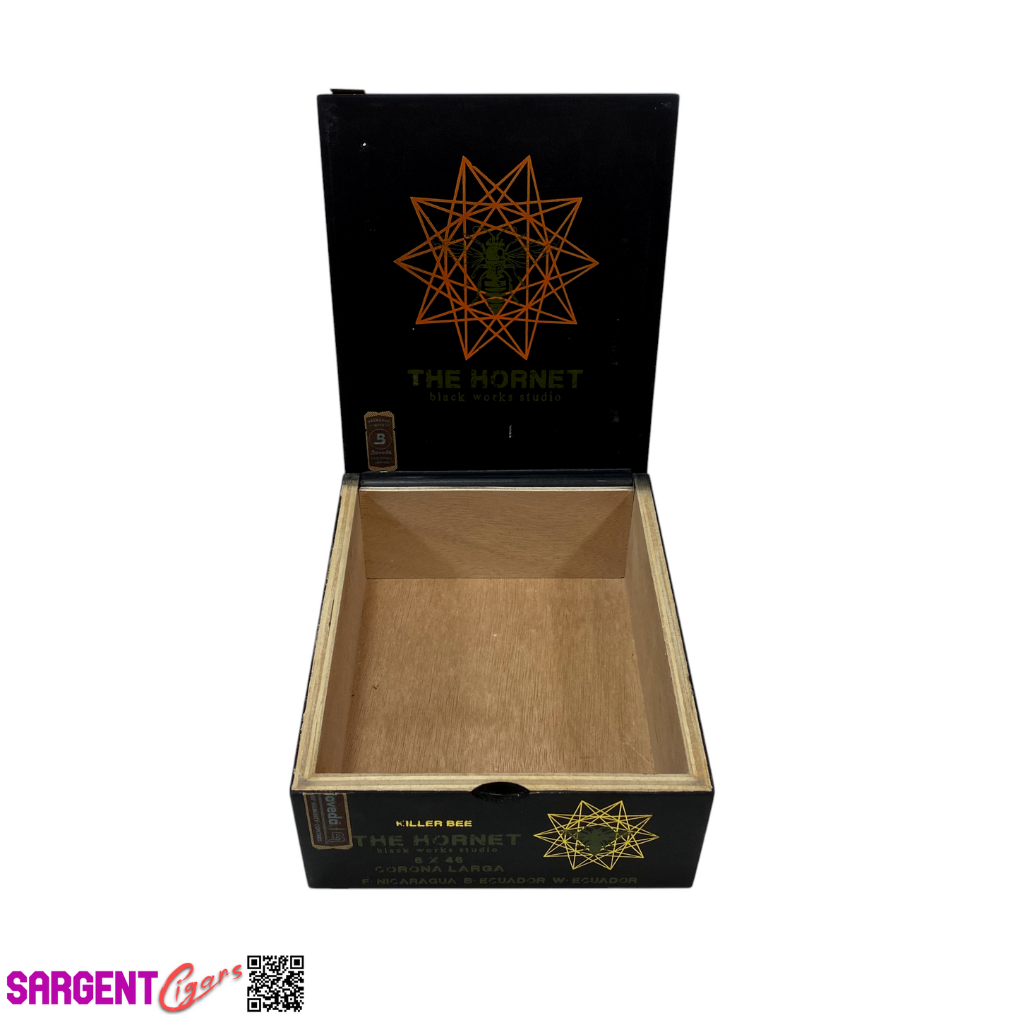 Killer Bee The Hornet Corona Larga Empty Wooden Cigar Box 6x7x2.75
