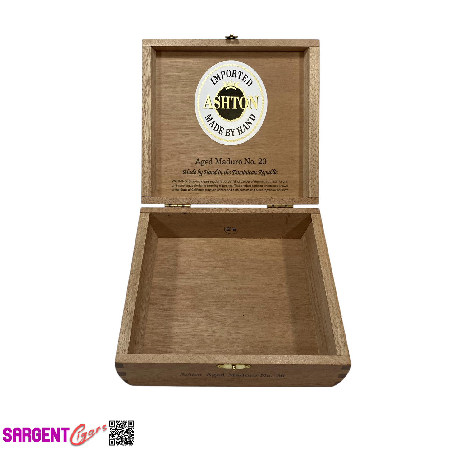 Ashton Classic Maduro No20 Empty Wooden Cigar Box 6.75x6.25x2.25
