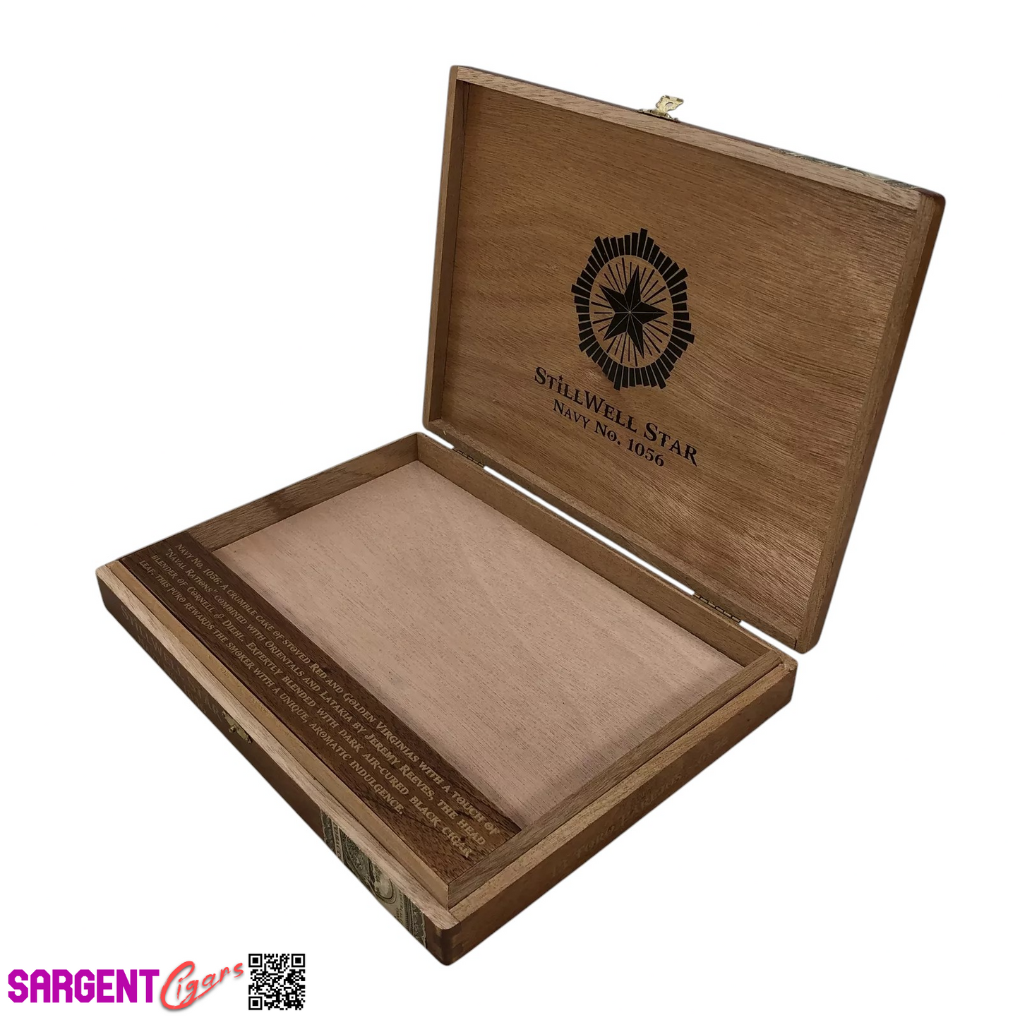Dunbarton Stillwell Star Navy No1056 Empty Wooden Cigar Box 11.5x8.5x1.5