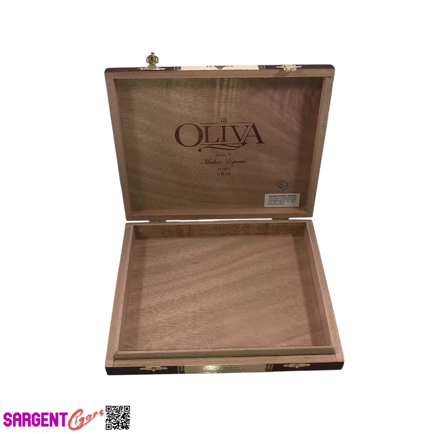 Oliva Serie V Maduro Toro Especial Empty Wooden Cigar Box 8.75x7x1.25