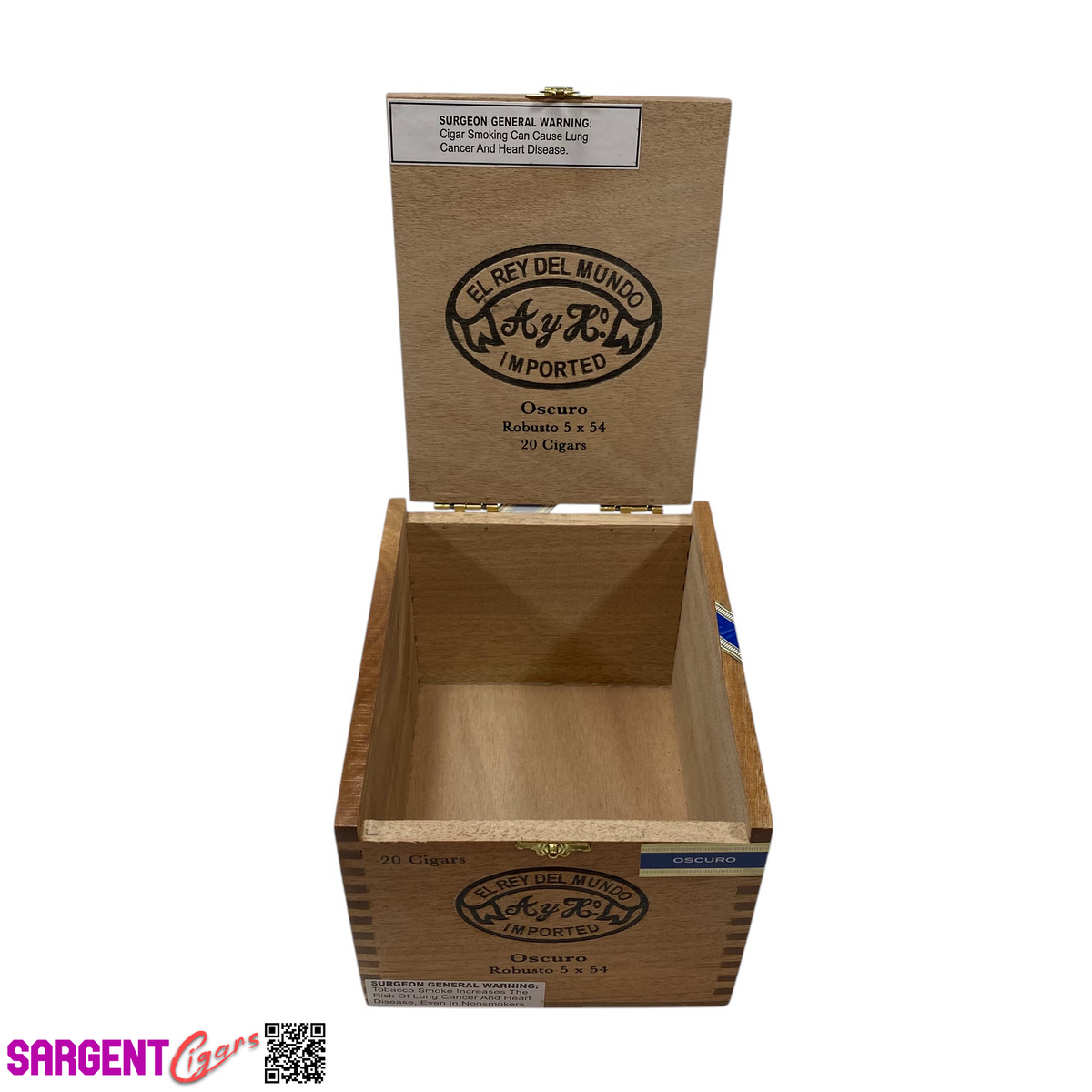 Del Mundo Oscuro Robusto Empty Wooden Cigar Box 5x6x4
