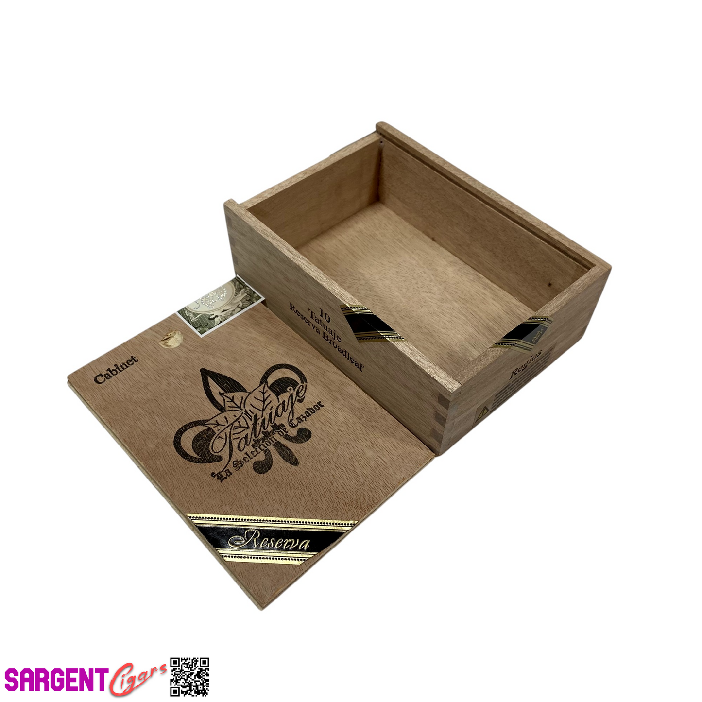 Tatuaje Broadleaf Regios Empty Wooden Cigar Box 4.25x6x2