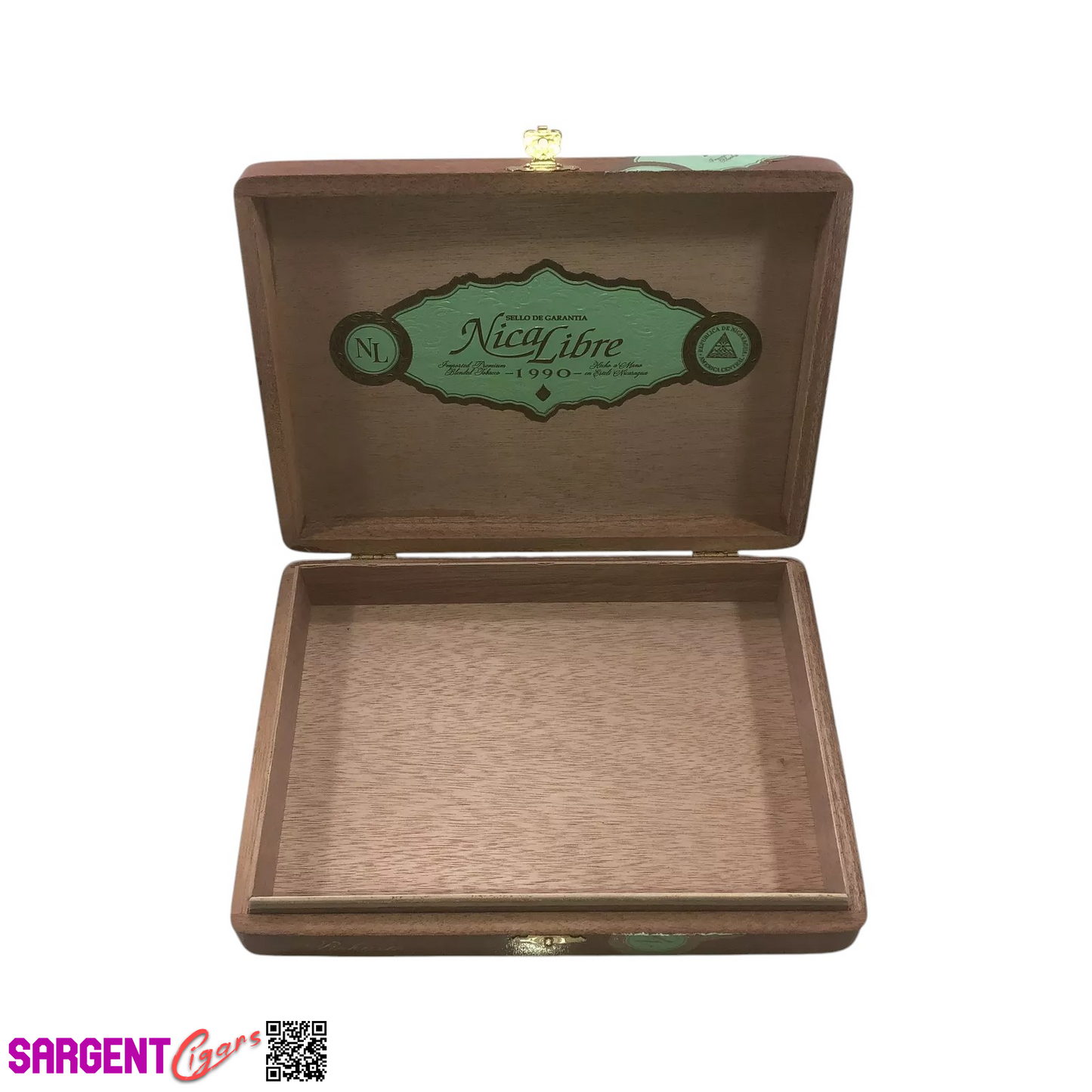 Nica Libre Robusto Empty Wooden Cigar Box 8.5x6.25x1.75