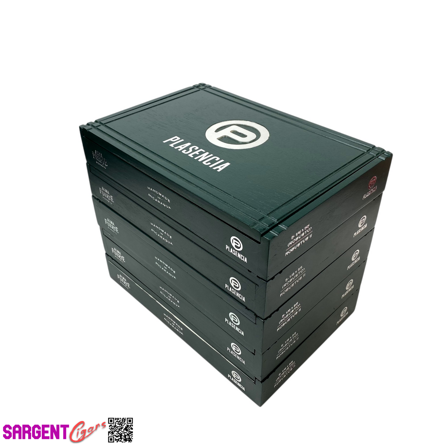 Lot of 5 Plasencia Green Robusto Empty Wooden Cigar Boxes 9.5x6.5x1.5 #64