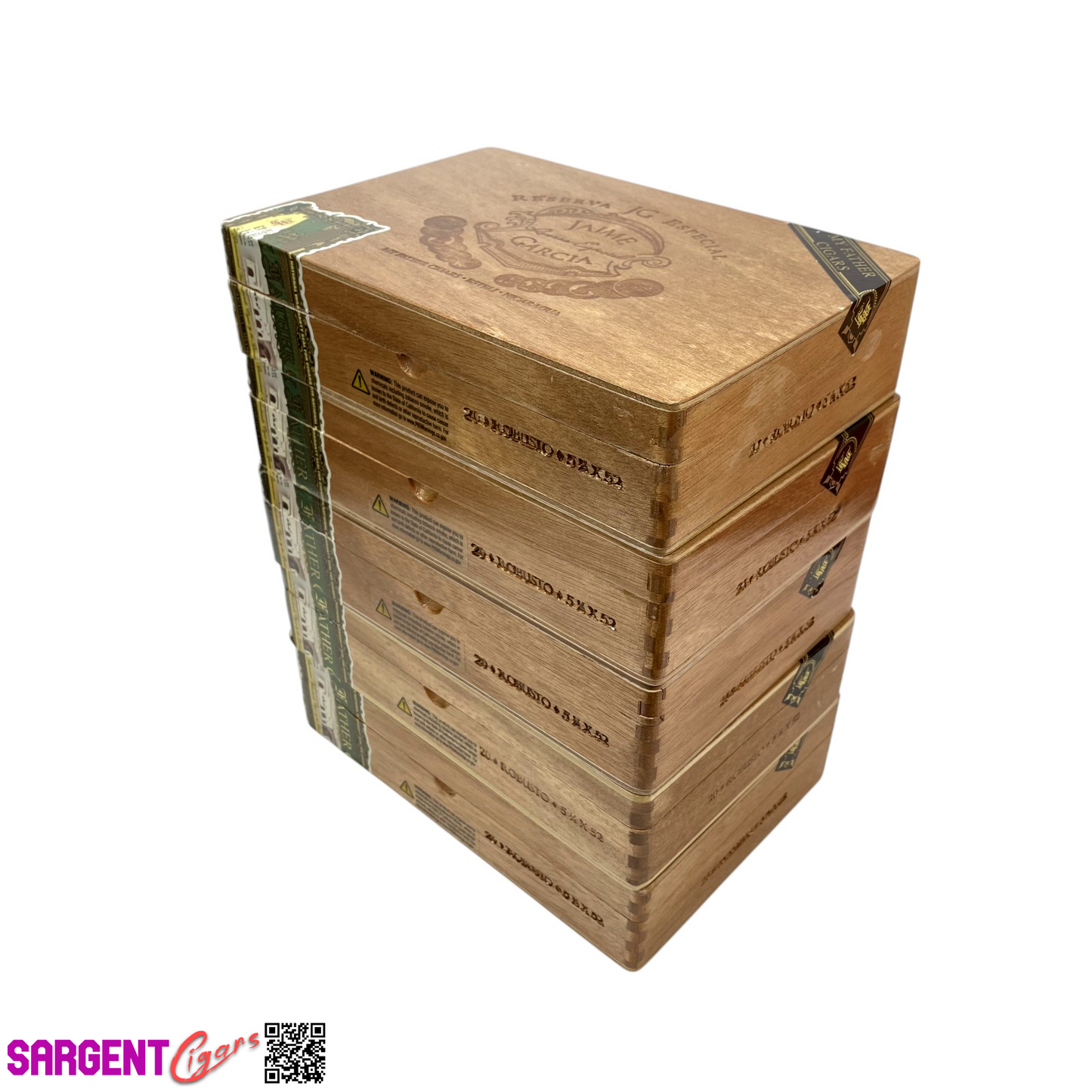 Lot of 5 Jaime Garcia Robusto Empty Wooden Cigar Boxes 9x6.5x2 #113