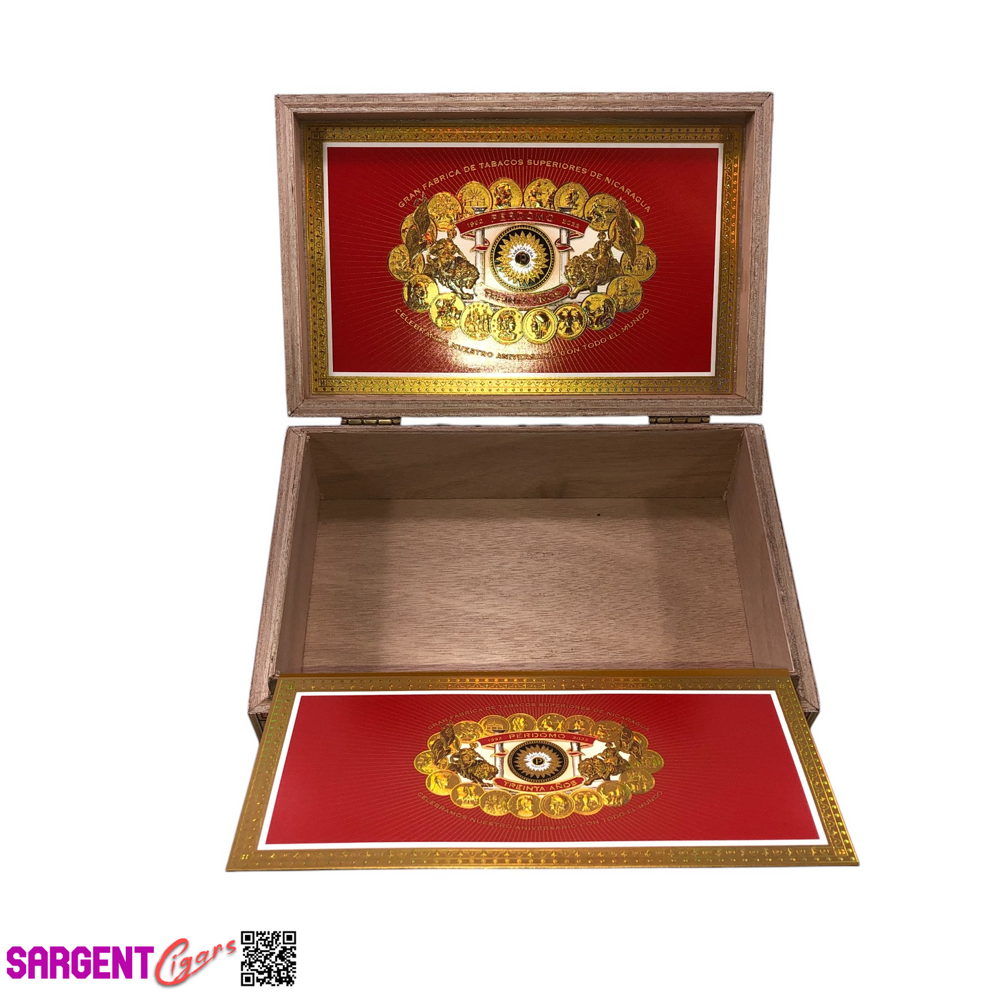 Perdomo 30th Sun Grown Robusto Empty Wooden Cigar Box 9.5x6.25x2.75