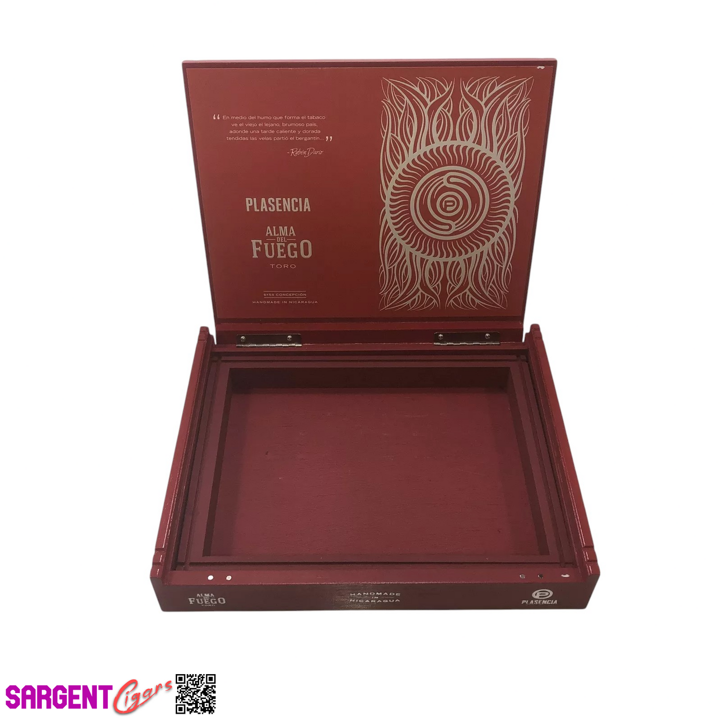 Plasencia Alma Fuego Concepcion Empty Wooden Cigar Box 10x8.25x1.5