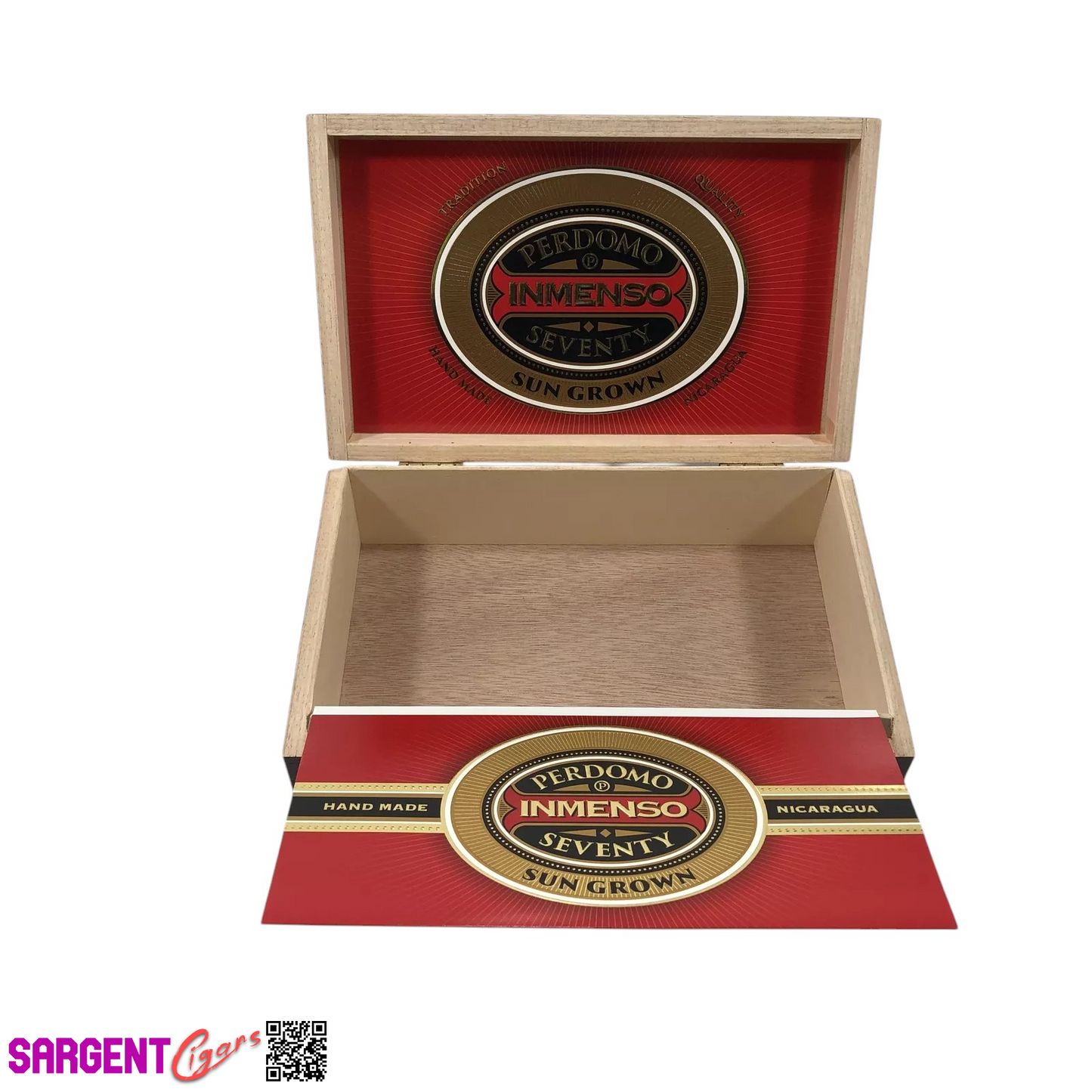 Perdomo Inmenso 5x70 Sungrown Empty Wooden Cigar Box 9.75x6x2.75