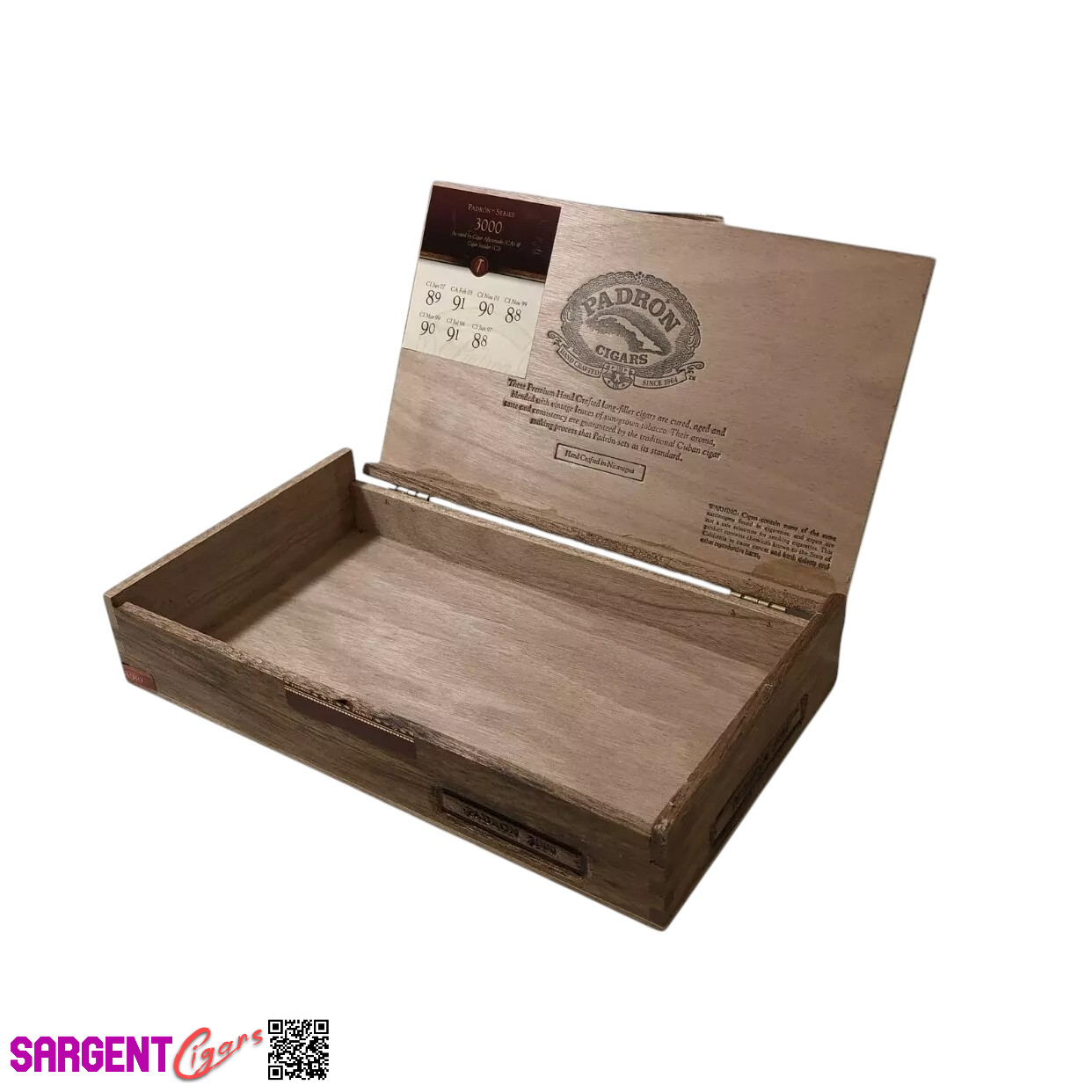 Padron 2000 Empty Wooden Cigar Box 10.5x5.5x1.75