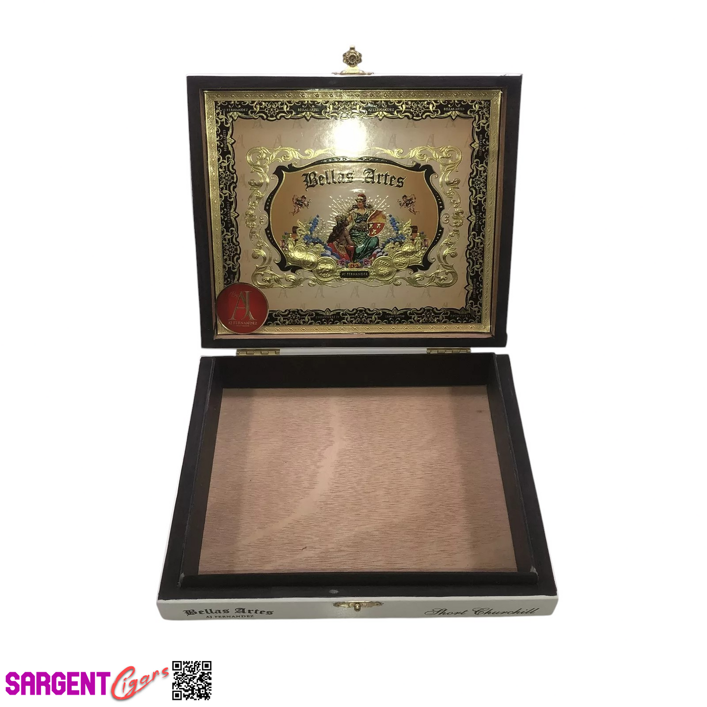 Aj Fernandez Bellas Artes Short Churchill Empty Wooden Cigar Box 8.5x7x1.75