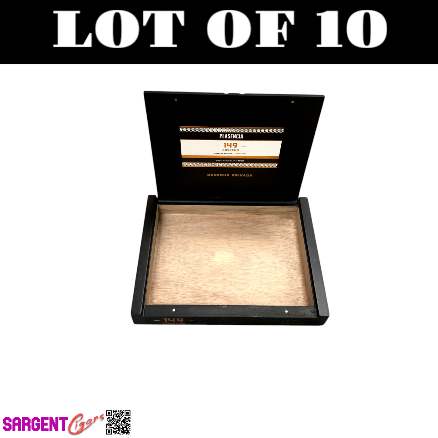 Lot of 10 Plasencia 149 Cosecha Toro Empty Wooden Cigar Boxes 9.5x7.5x1.25 (L)