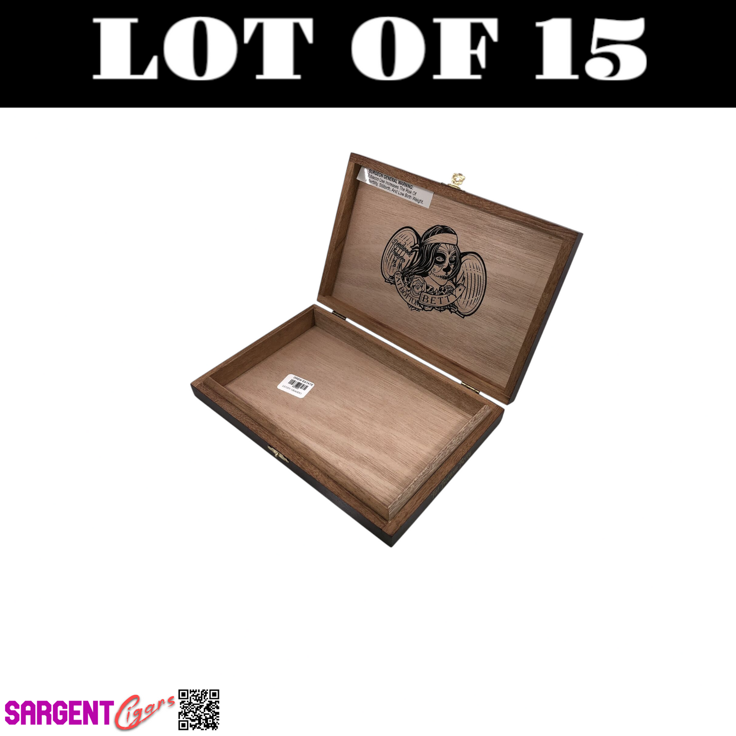 Lot of 15 Fat Bottom Betty Robusto Empty Wooden Cigar Boxes 9.5x6.5x1.5 H