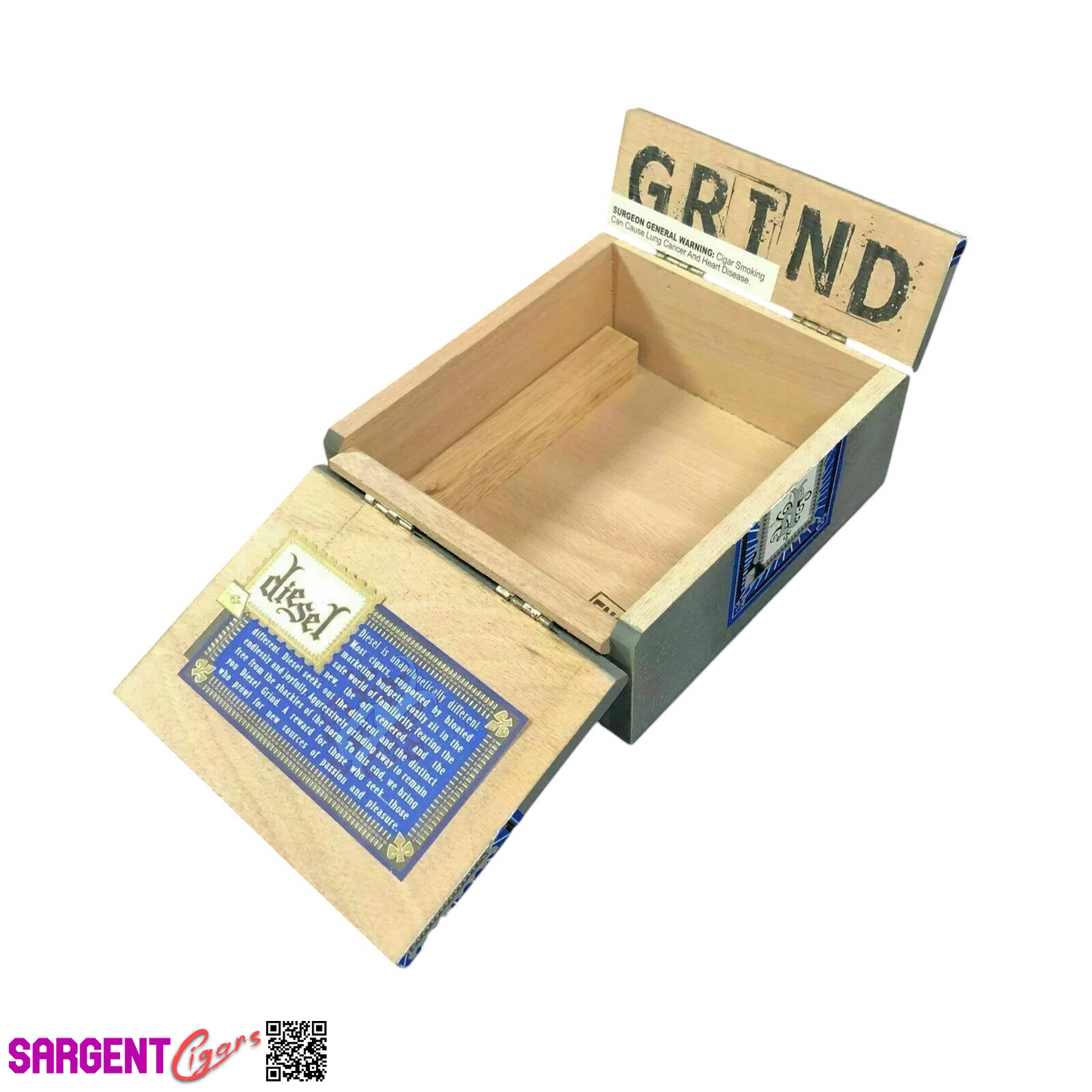Diesel Grind Toro Empty Wooden Cigar Box 6x7x3