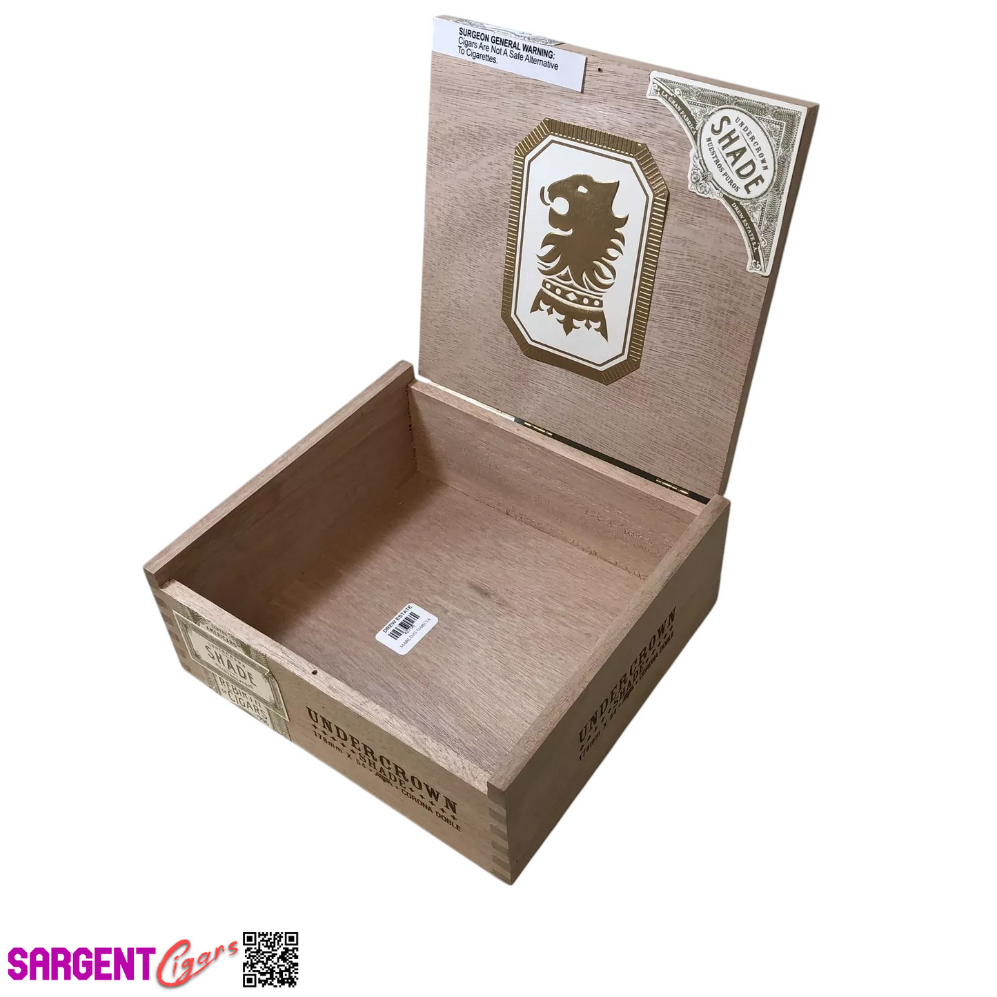 Undercrown Shade Doble Empty Wooden Cigar Box 8.75x8x3.5