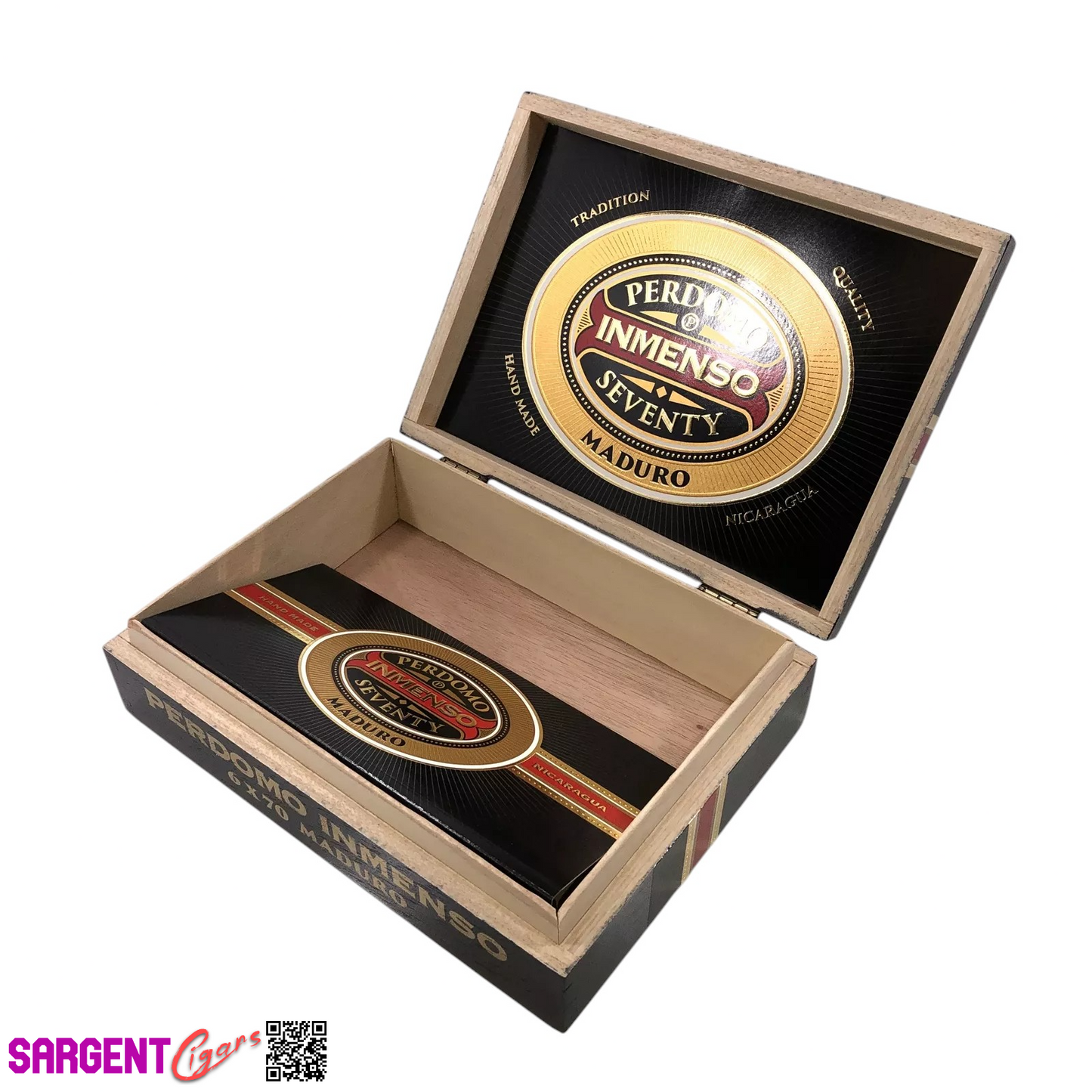 Perdomo Inmenso 6x70 Maduro Empty Wooden Cigar Box 9.75x7x2.75
