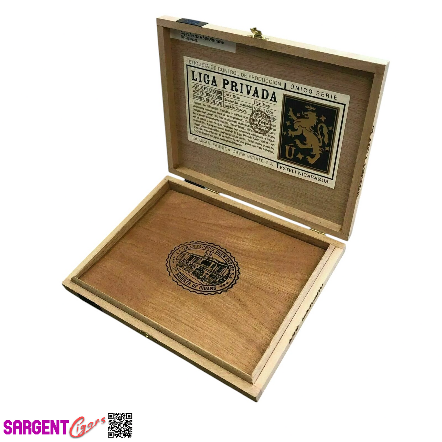 Liga Privada Unico L40 Lancero Empty Wooden Cigar Box 10.25x8.25x1.25