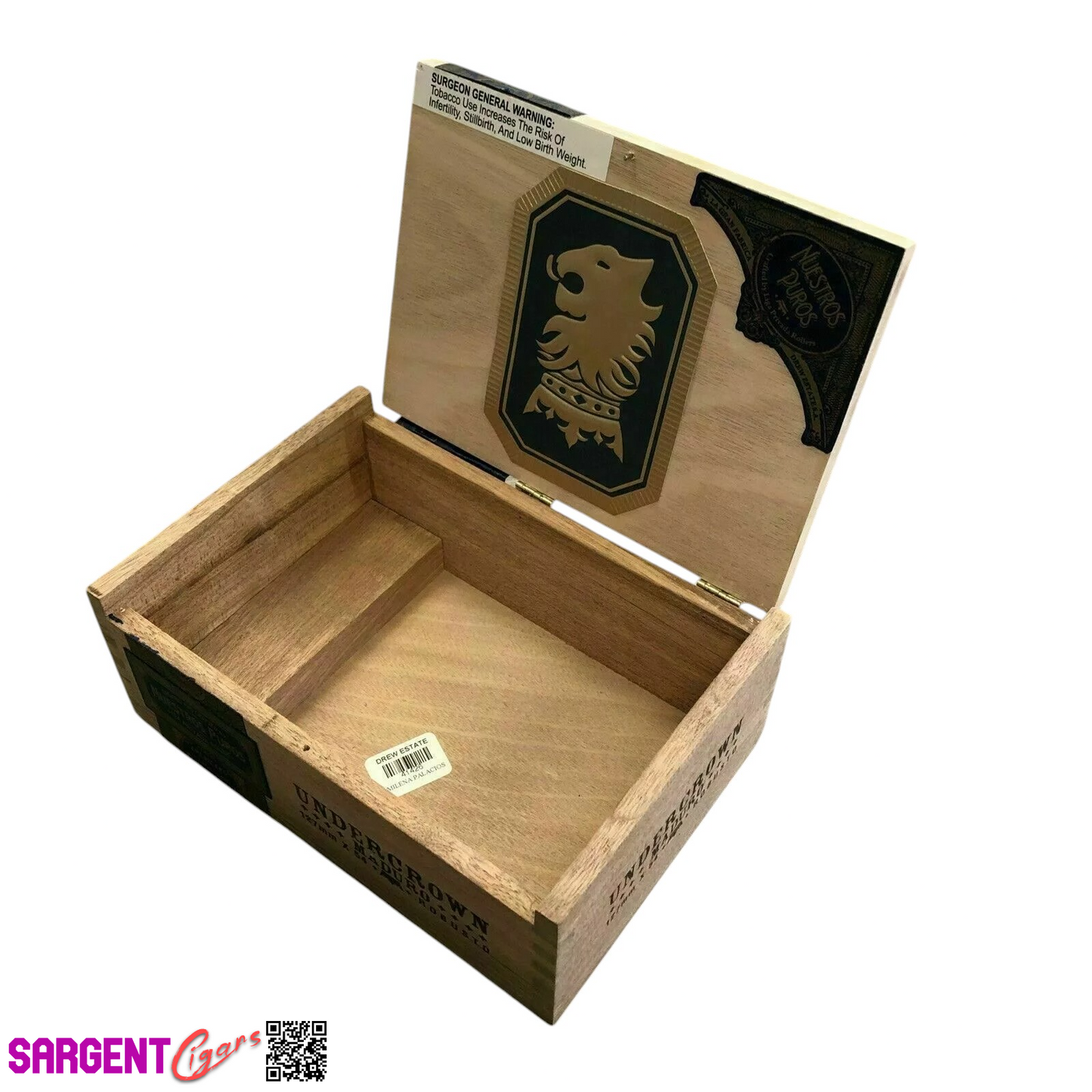 Undercrown Maduro Robusto Empty Wooden Cigar Box 8.5x6x3.25