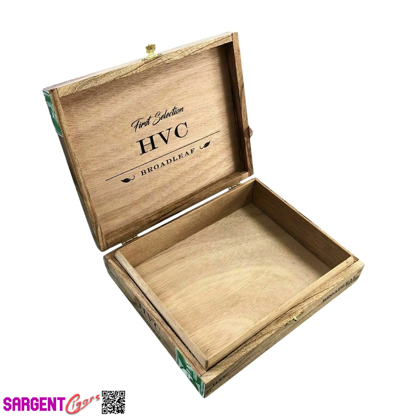 HVC Broadleaf Toro Empty Wooden Cigar Box 9x7x2