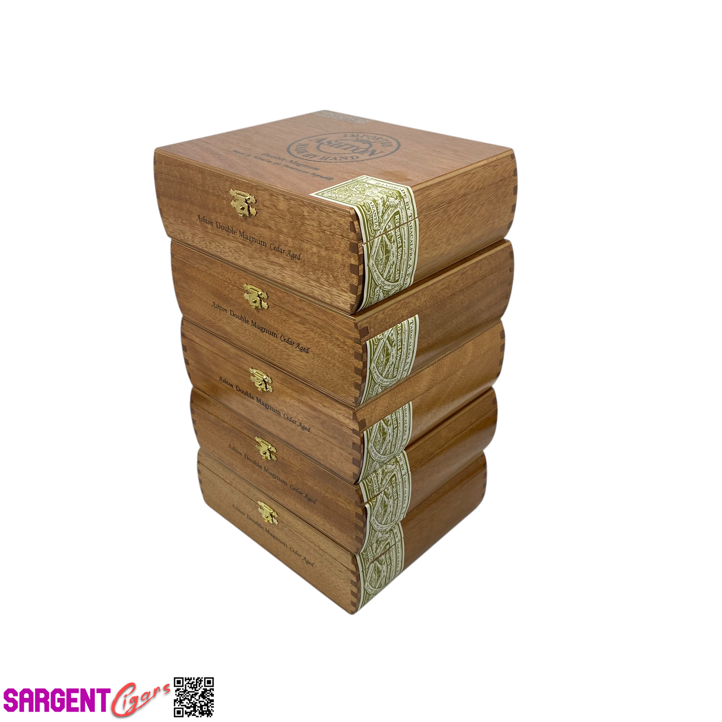 Lot of 5 Ashton Classic Double Magnum Empty Wooden Cigar Boxes 8x7x2.5 #94