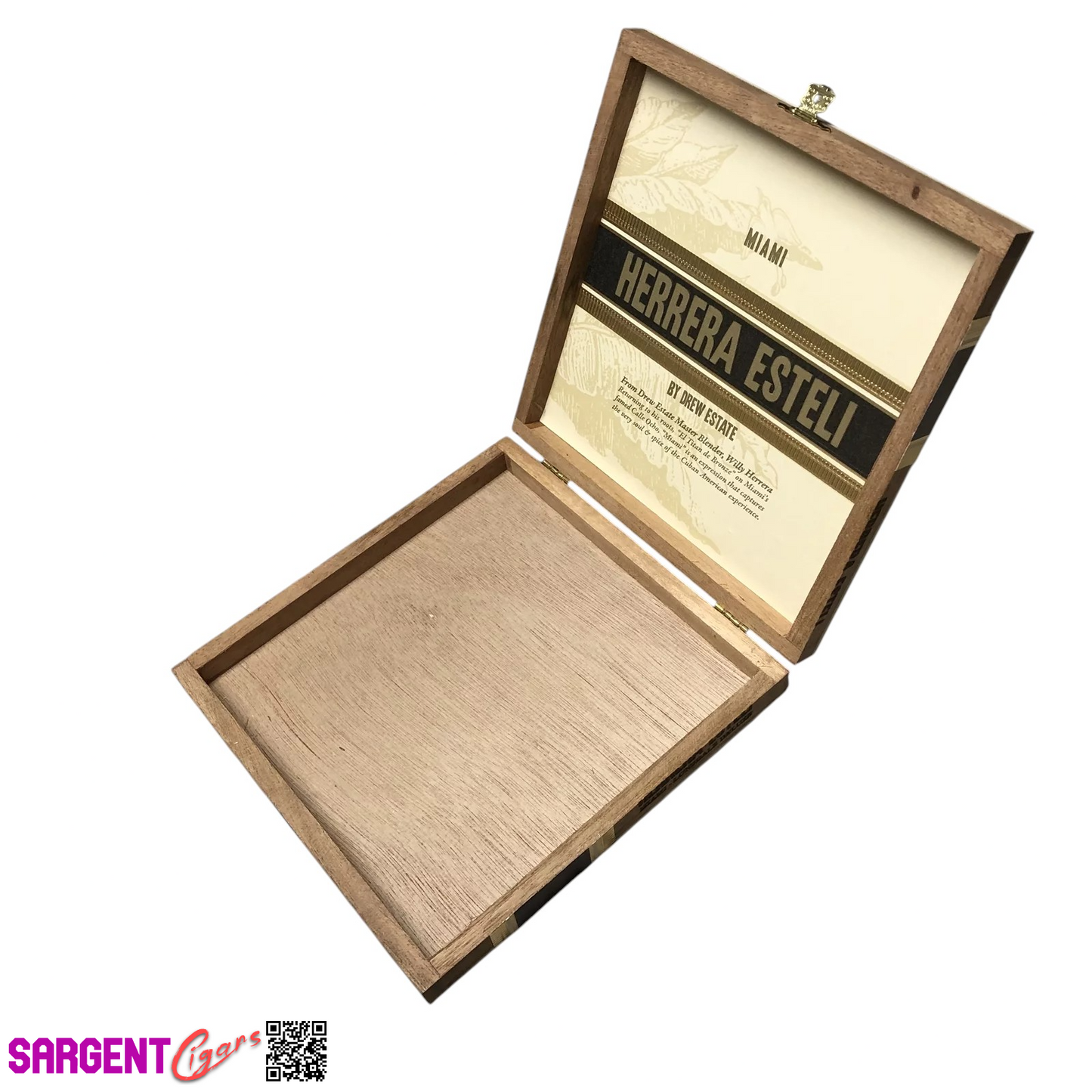 Herrera Esteli Miami Lonsdale Empty Wooden Cigar Box 7.5x7.75x1