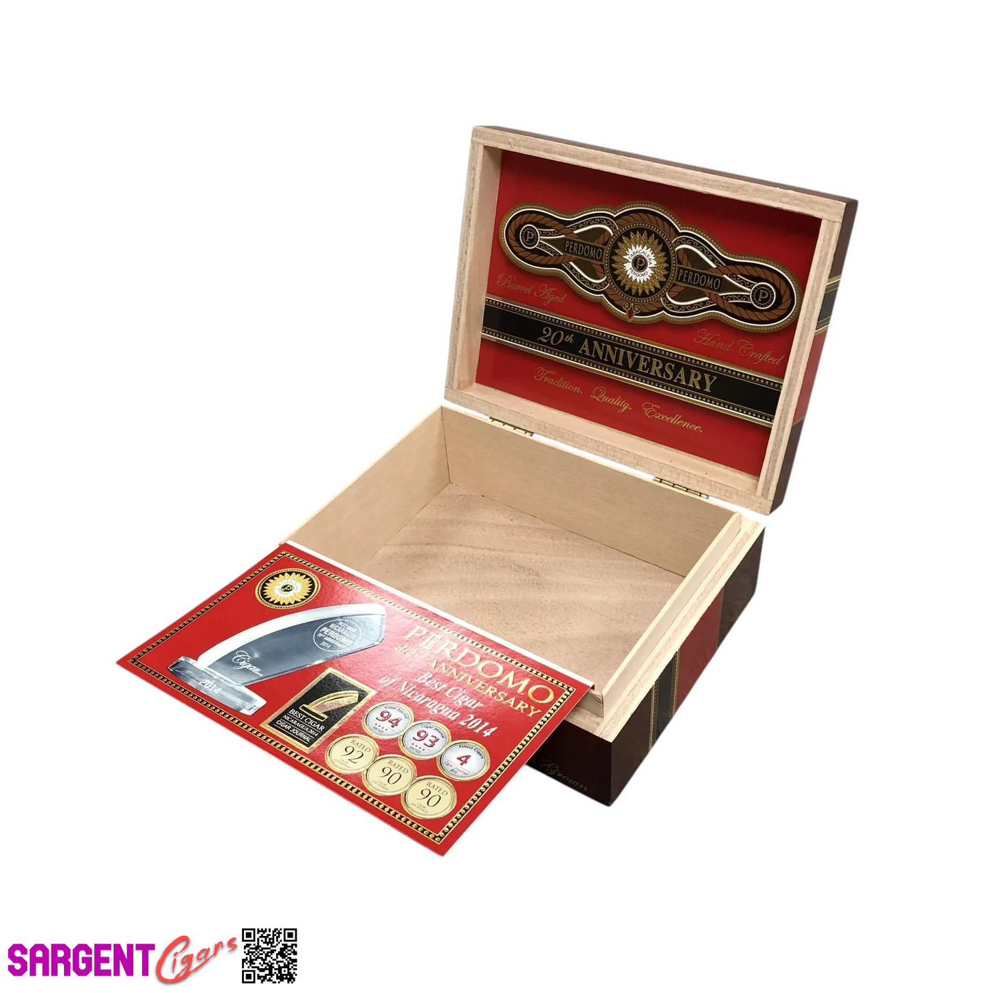 Perdomo 20th Anniversary Sun Grown Robusto Empty Wooden Cigar Box 8x6x3