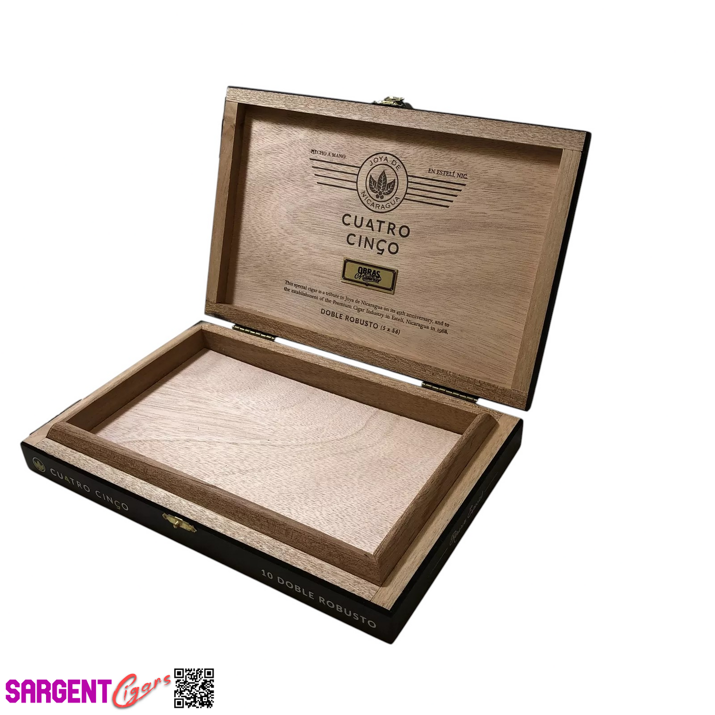 Joya De Nicaragua Cinco Doble Robusto Empty Wooden Cigar Box 10.5x7x1.5